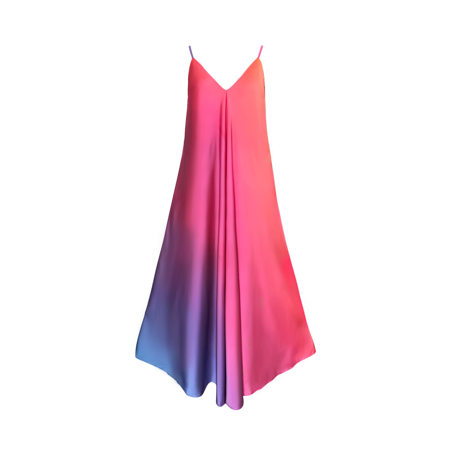 Janara Jones Women's Boston Print Mariella Satin Maxi Dress In Blue/orange/pink