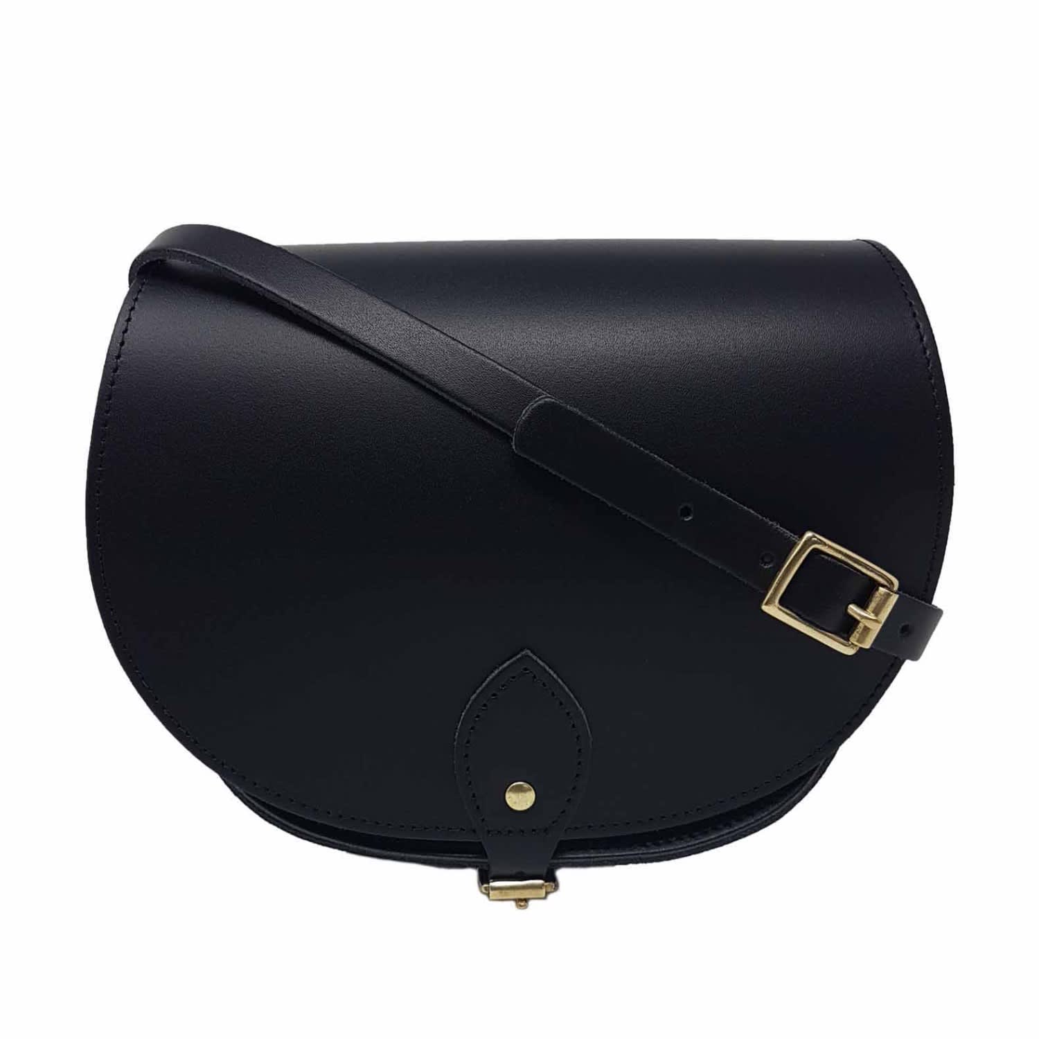 black leather saddle bags