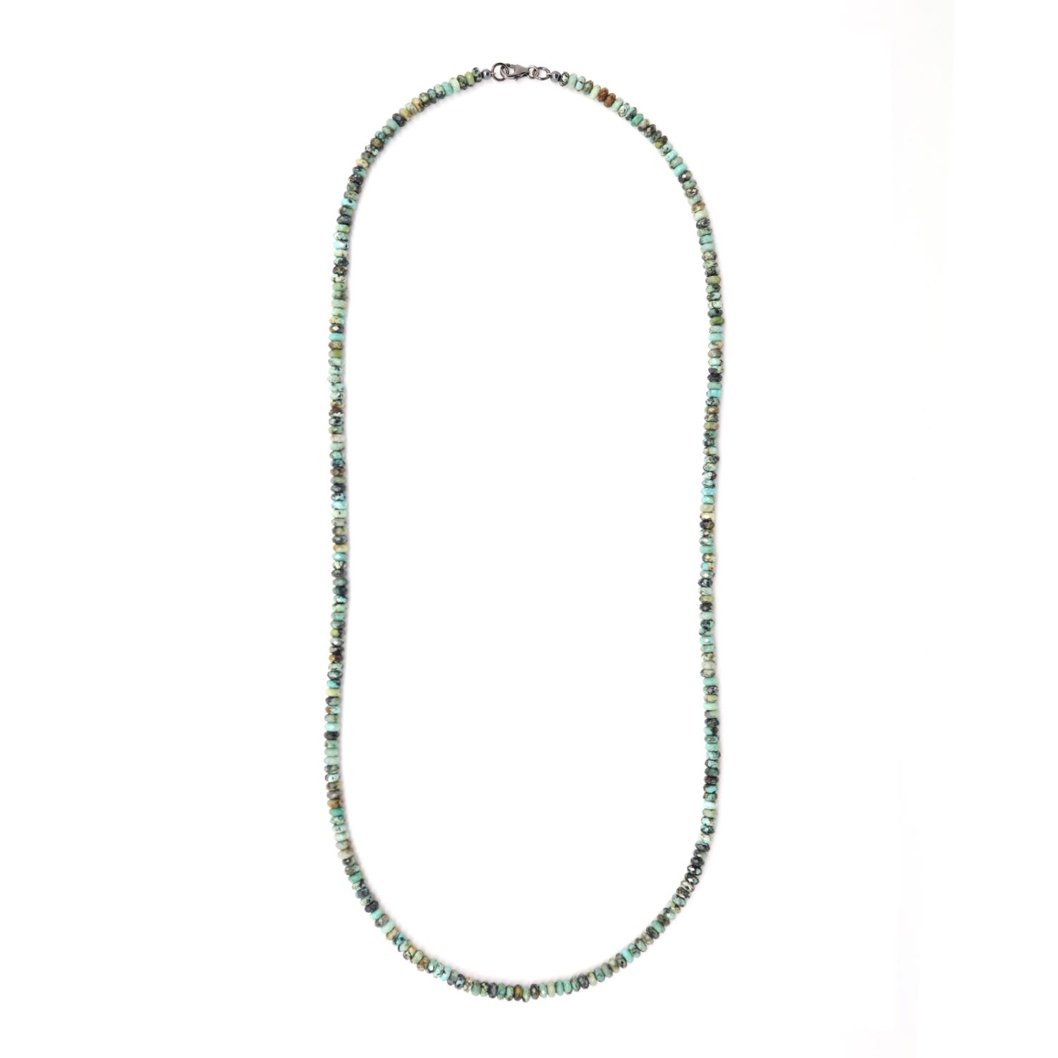Shar Oke Men's Green / Neutrals / Silver Dainty African Turquoise Beaded Necklace In Multi