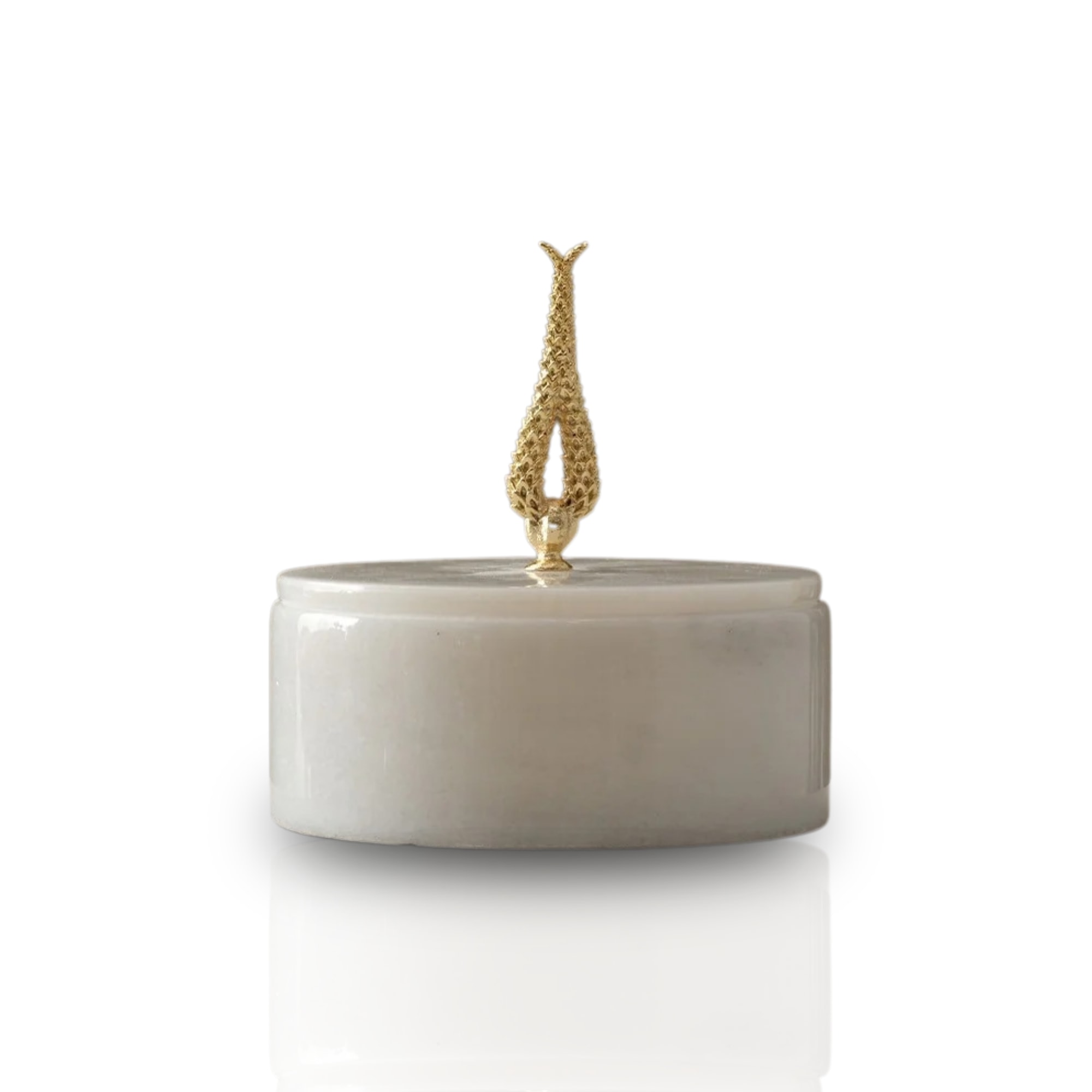 Marleth Gold / White White Marble Box With Brass Hyacinth Detail