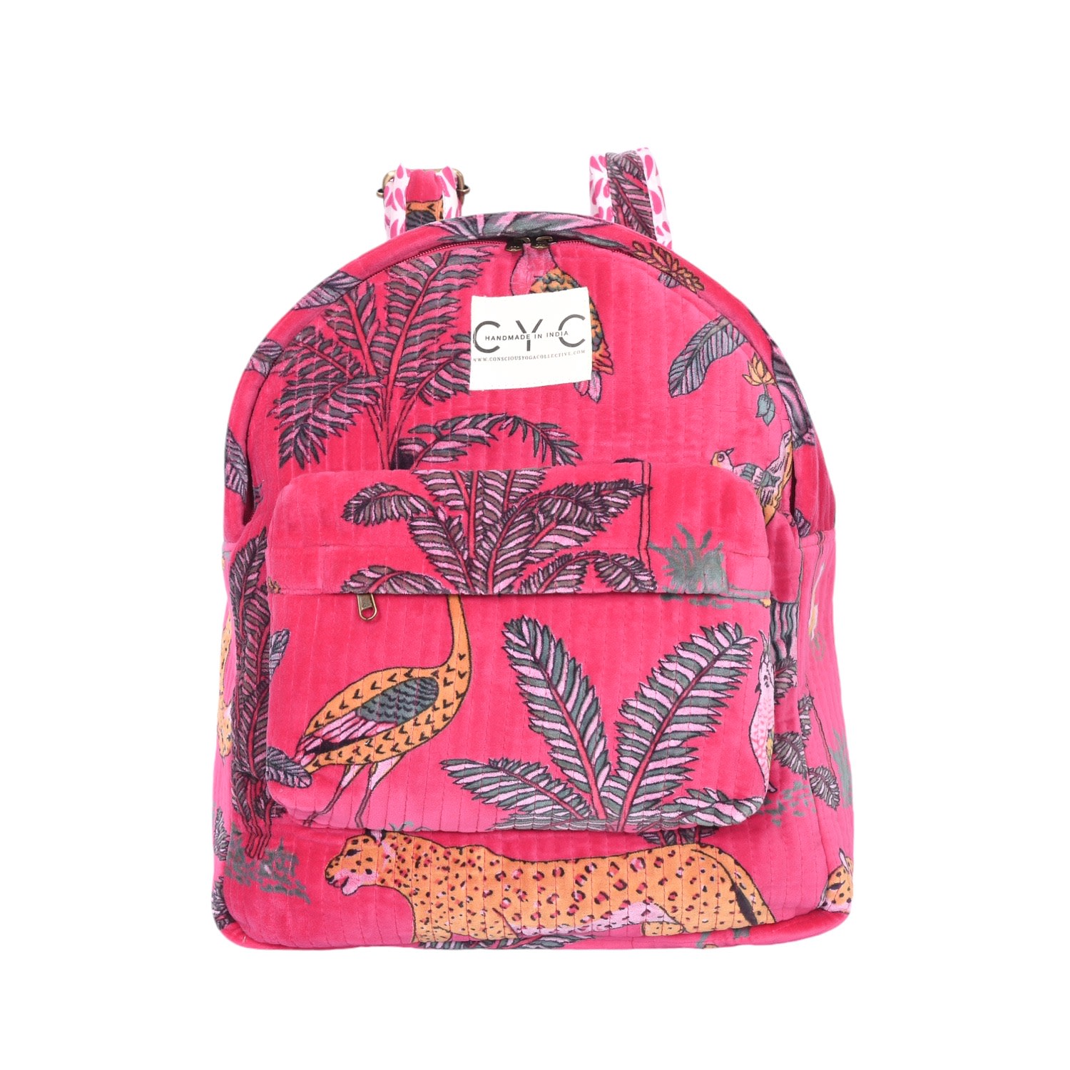 Conscious Yoga Collective Women's Pink / Purple / Red The Velvet Backpack In Red Jungle