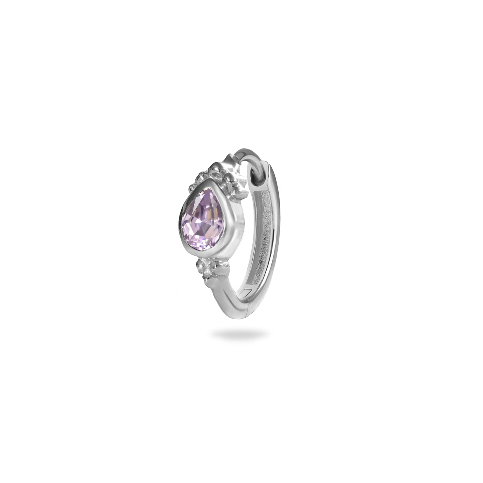 Zohreh Women's Pink / Silver Pink Amethyst Boho Huggie Hoop Earring Sterling Silver In Metallic