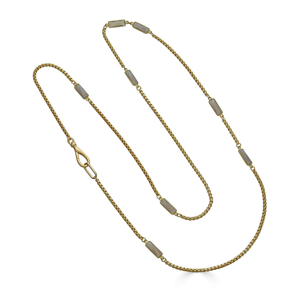 Loni Paul Jewelry Women's Gold / Green / Grey Gray Moonstone Baguette Long Necklace In Gold