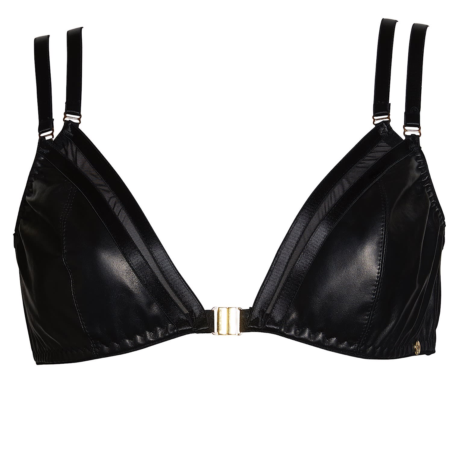 Something Wicked Montana Leather Open Cup Harness Bra in Black