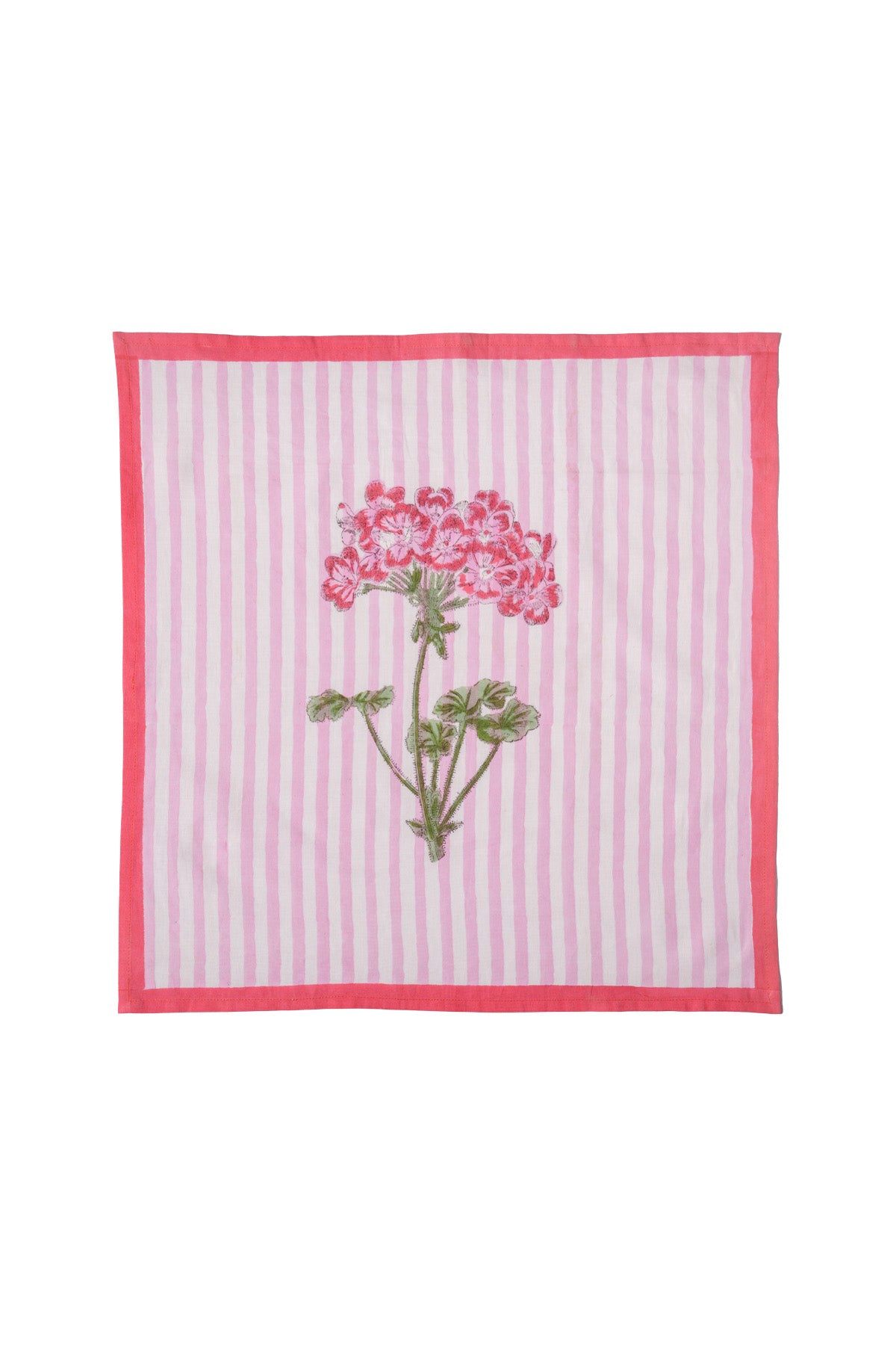 Inner Child Pink / Purple / White Pink Hydrangea Blockprint Napkins, Set Of Four