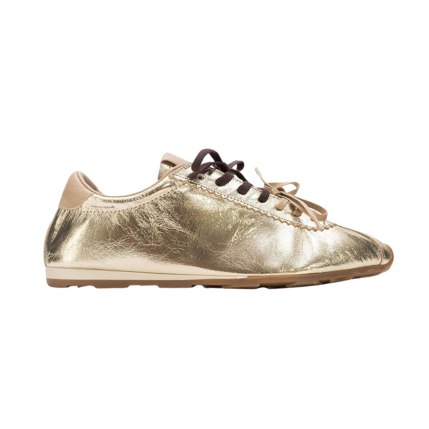 Forever & Always Shoes Crea Leather Sneakers In Gold