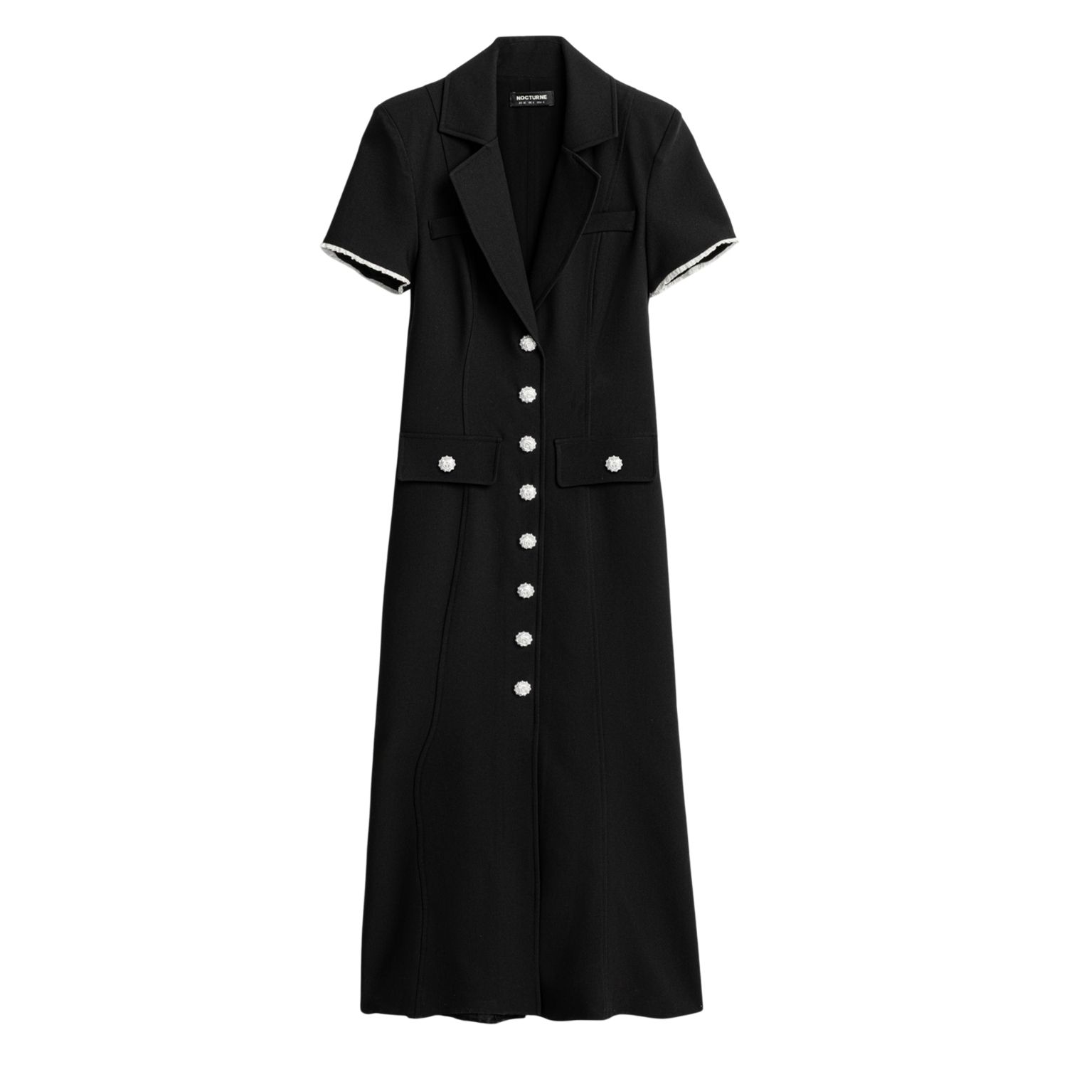 Nocturne Floral Button Detailed Maxi Dress In Black