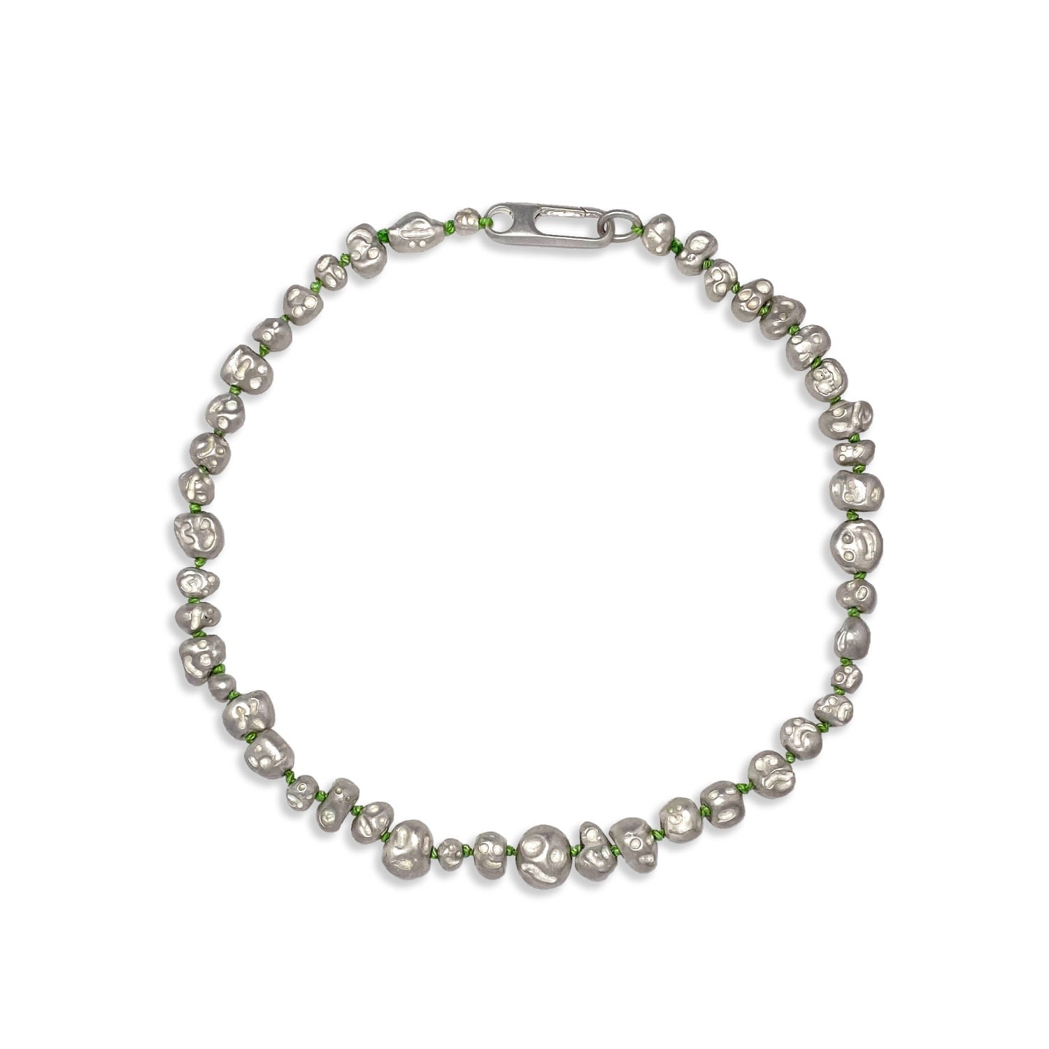 Women’s Silver / Green Silver Lil Head Necklace With Neon Green Thread Iona Hindmarch Bisset