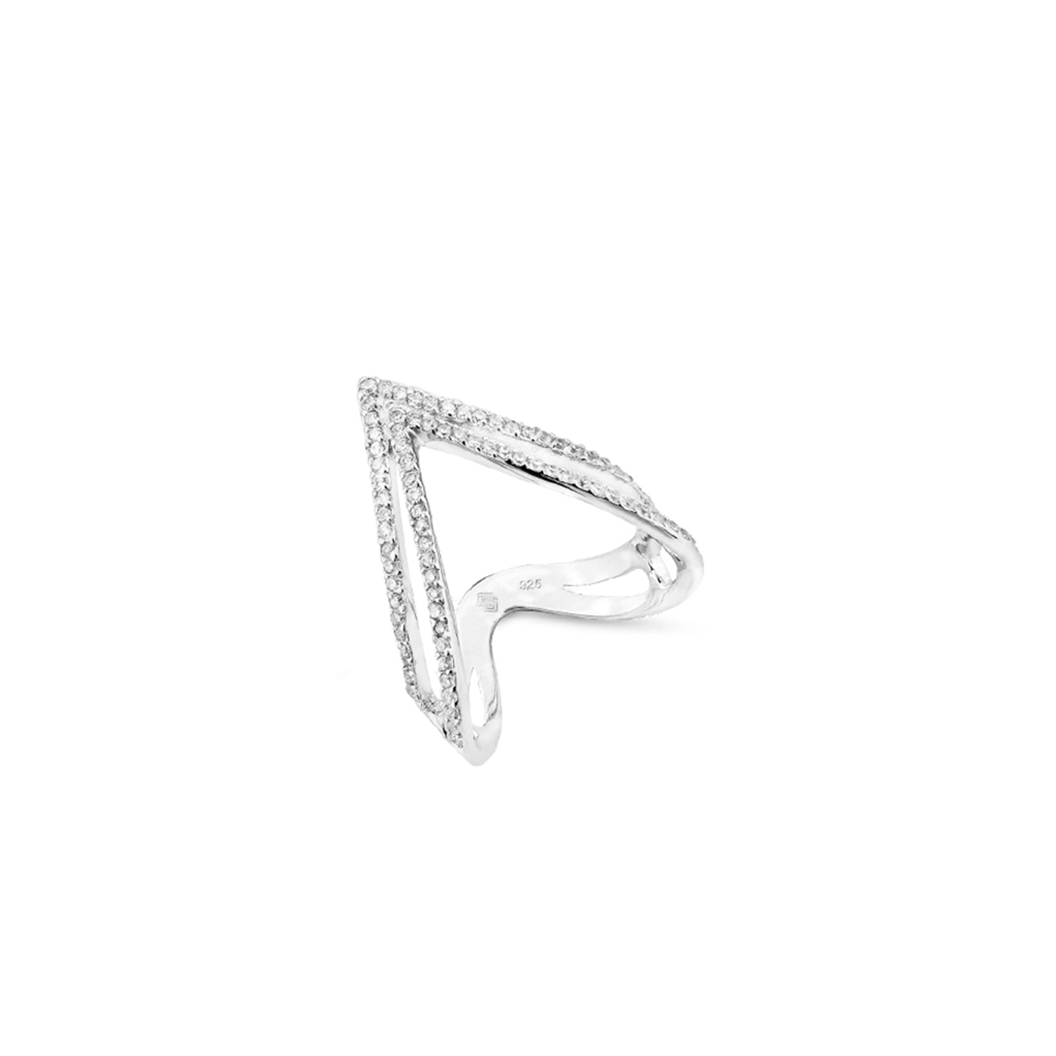 Sally Skoufis Women's Pivot Ring With Man Made White  Diamonds In Sterling Silver In Gray