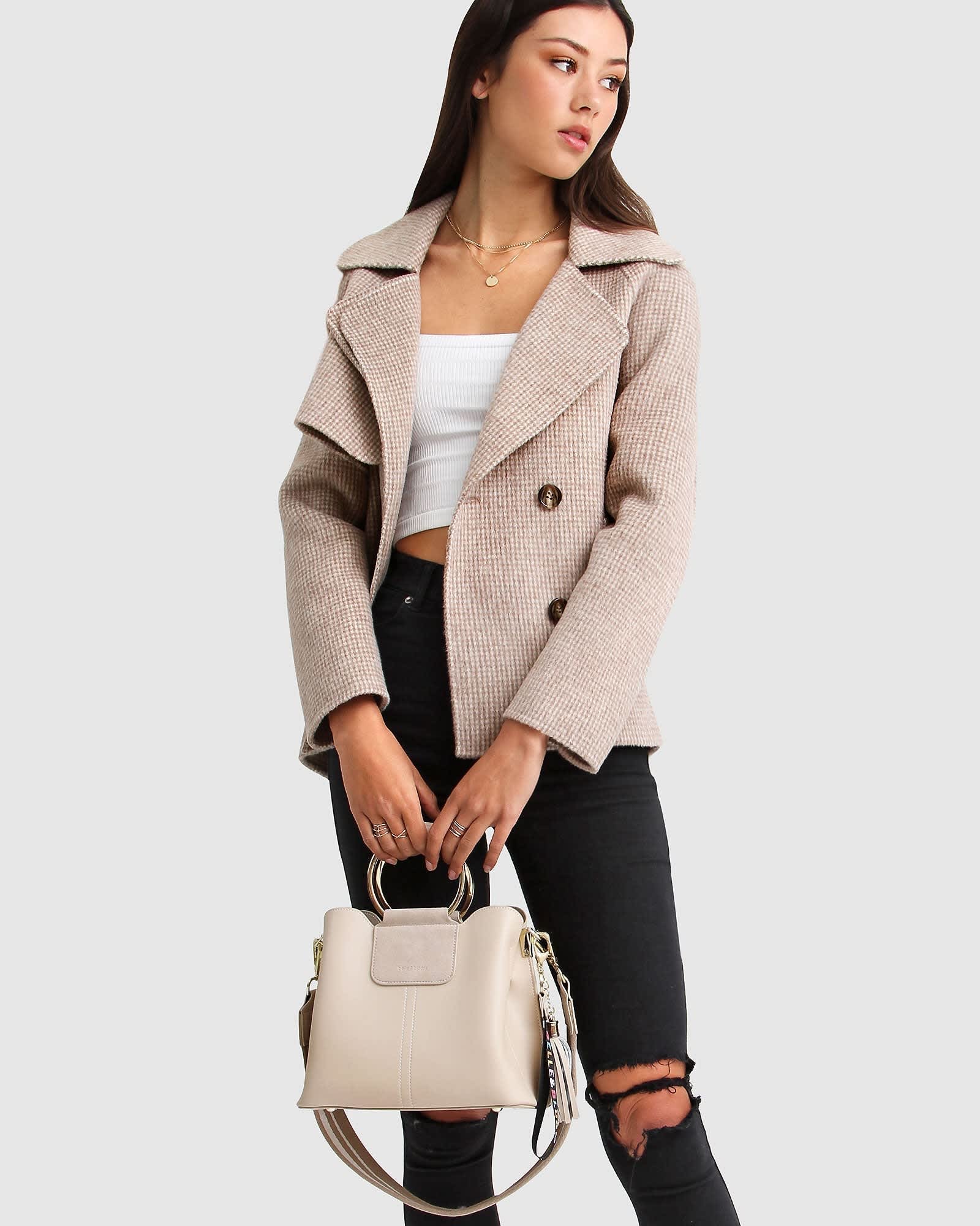 I'm Yours Wool Blend Peacoat - Beige | Belle & Bloom | Wolf & Badger