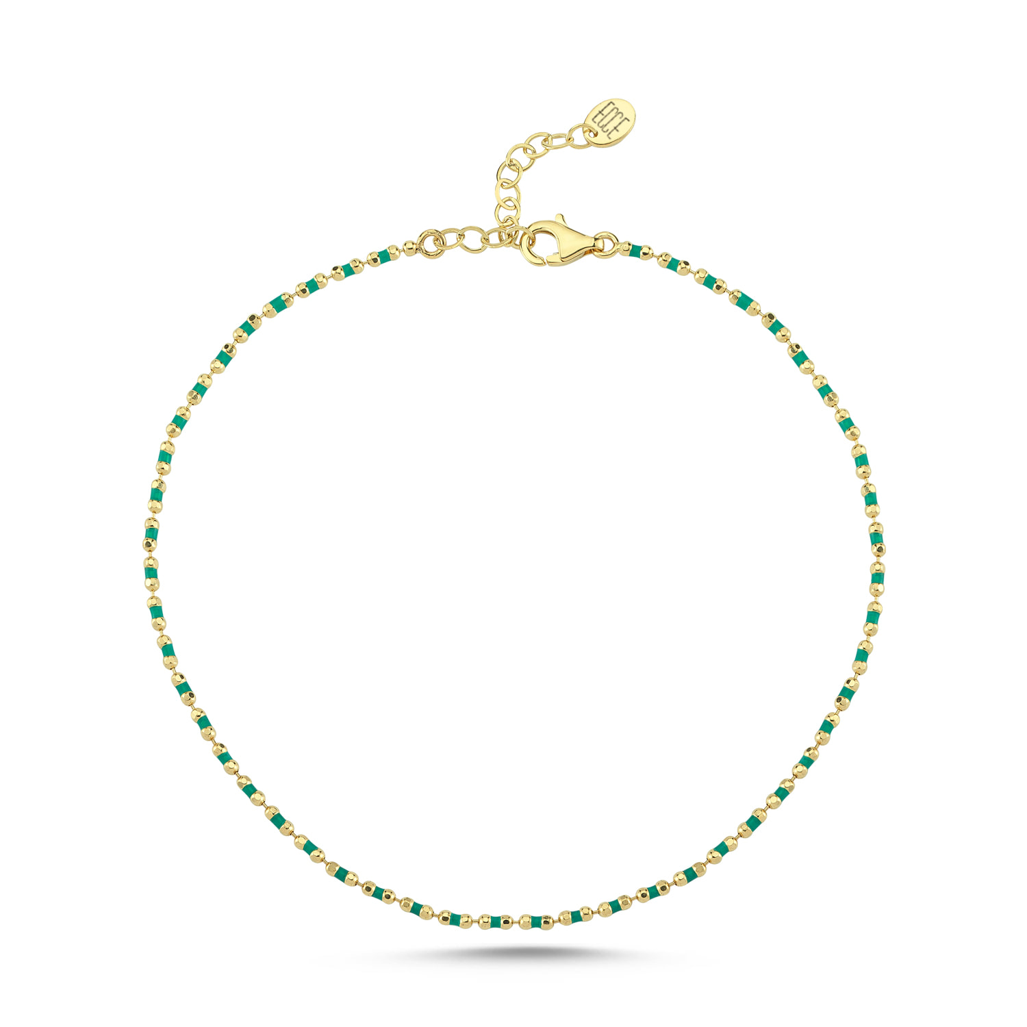 Ecce | Artisan Diamonds Women's 14k Solid Gold Enamelled Candy Crush Anklet - Green In Green
