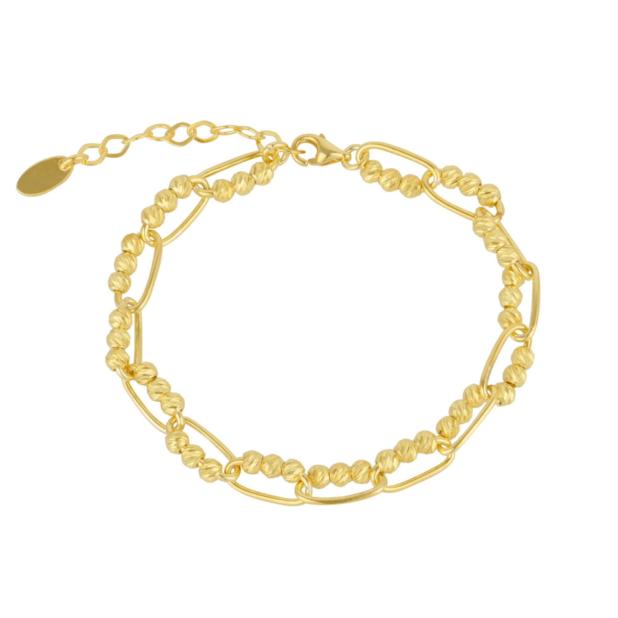 Spero London Women's Gold Sterling Silver Paperclip & Beaded Twisted Chain Bracelet