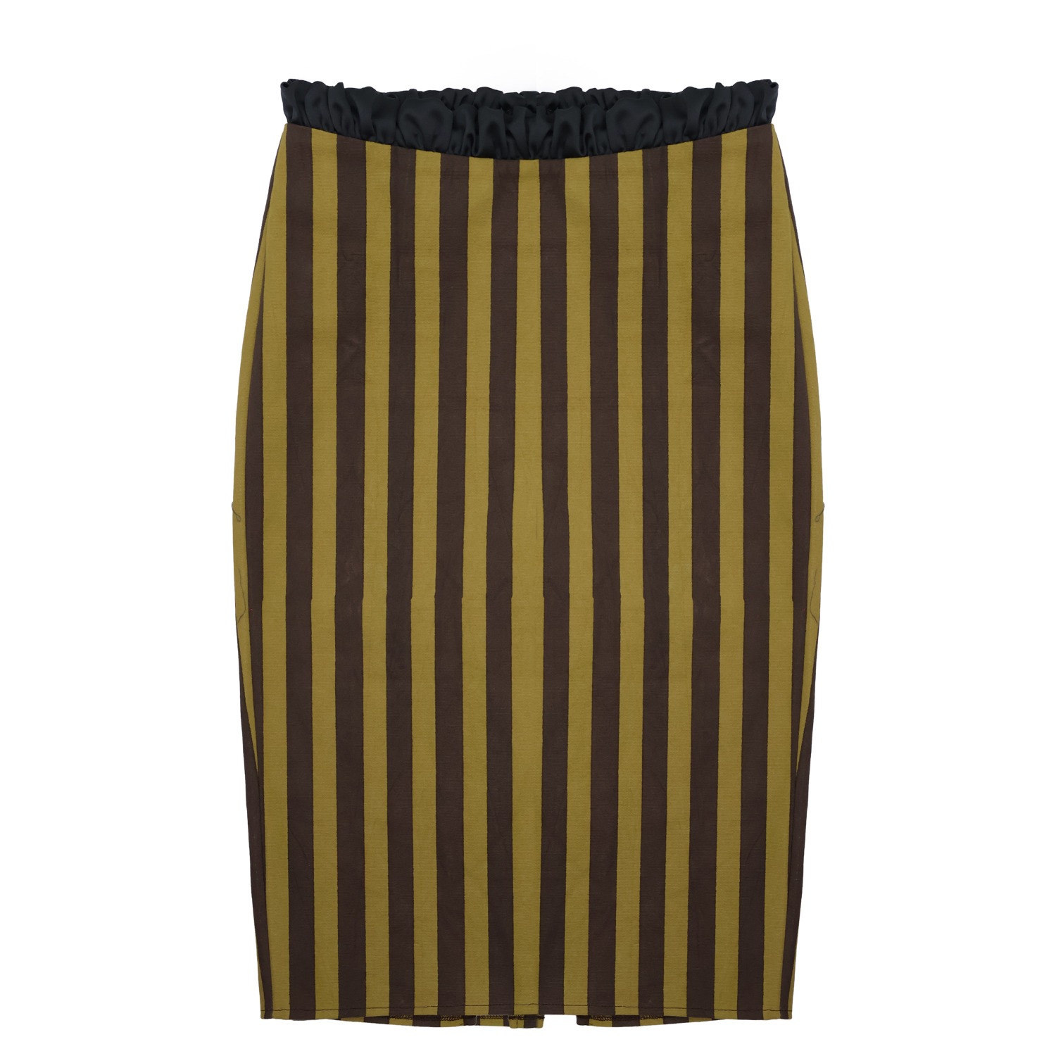 28natelier Women's Brown / Grey / Yellow The Striped Pencil Skirt