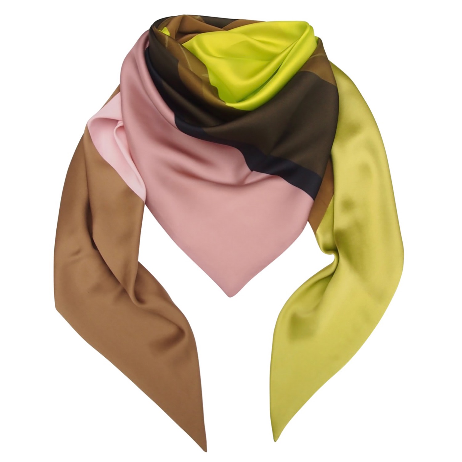 Capitana Women's Yellow / Brown / Pink Silk-blend Triangle Scarf Pantanelli In Rosé, Olive & Neon