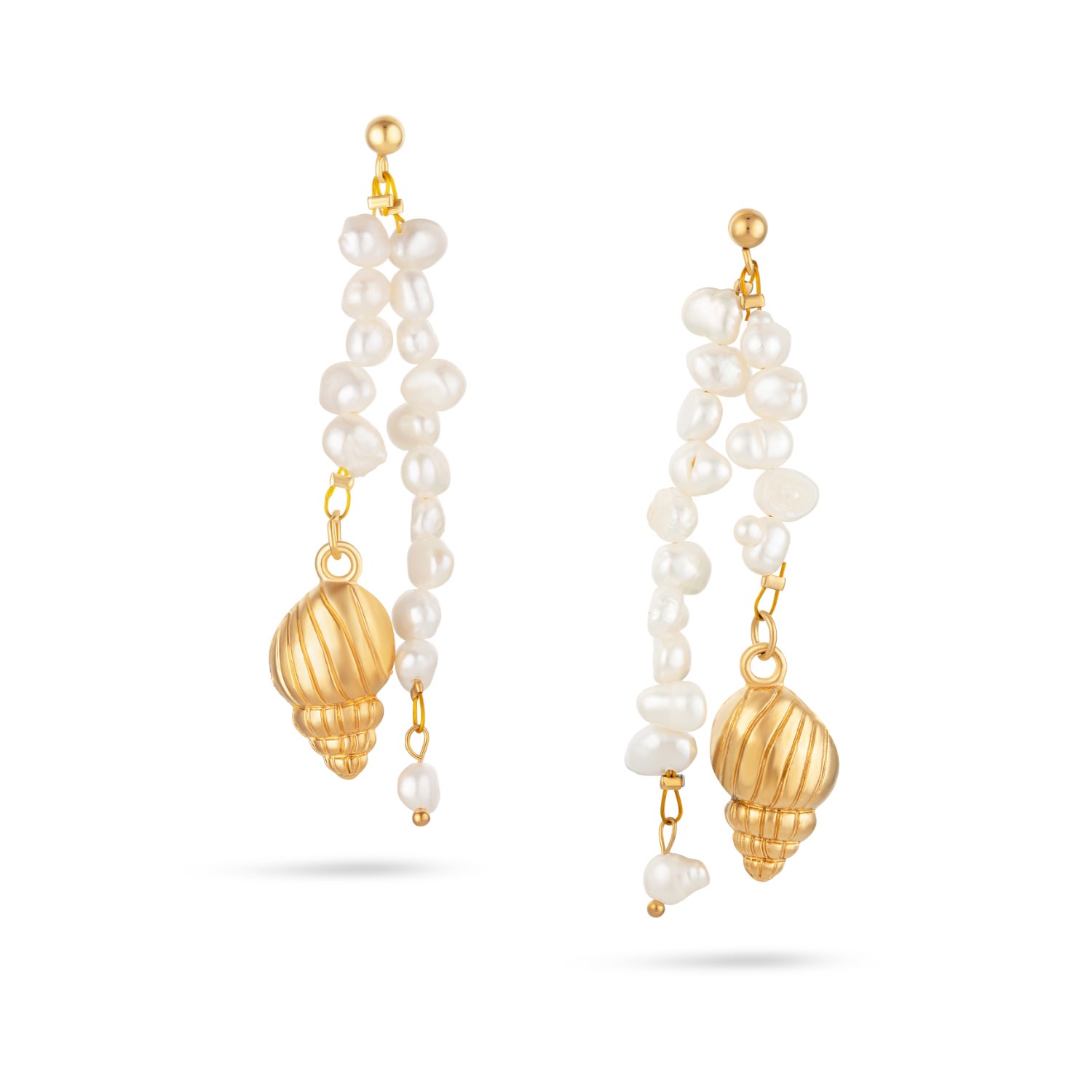 Women’s Gold / White Ariel String Of Pearls Shell Drop Earrings Arctic Fox & Co.