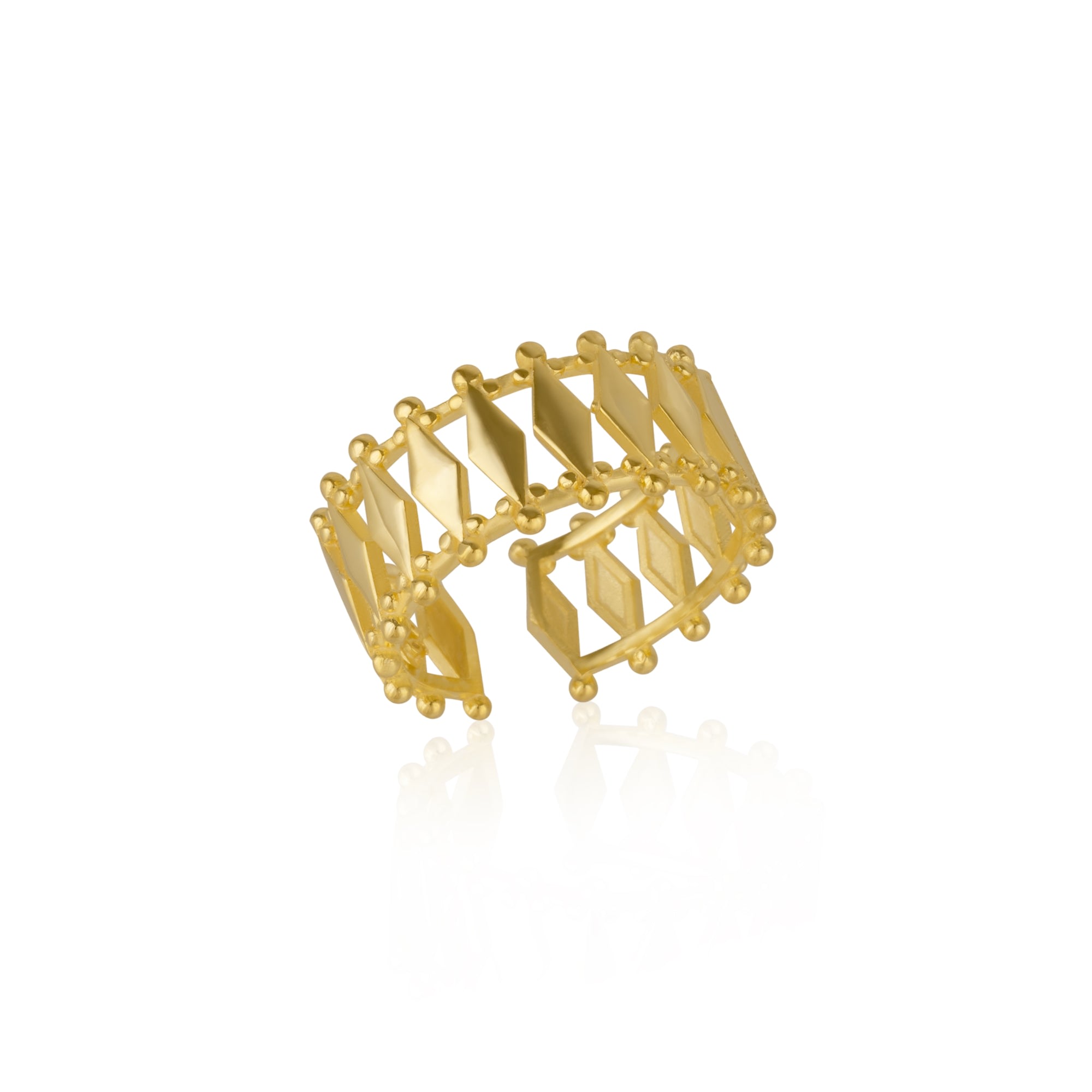 Women’s Multiple Quad Bar Sterling Silver Ring - Gold Spero London