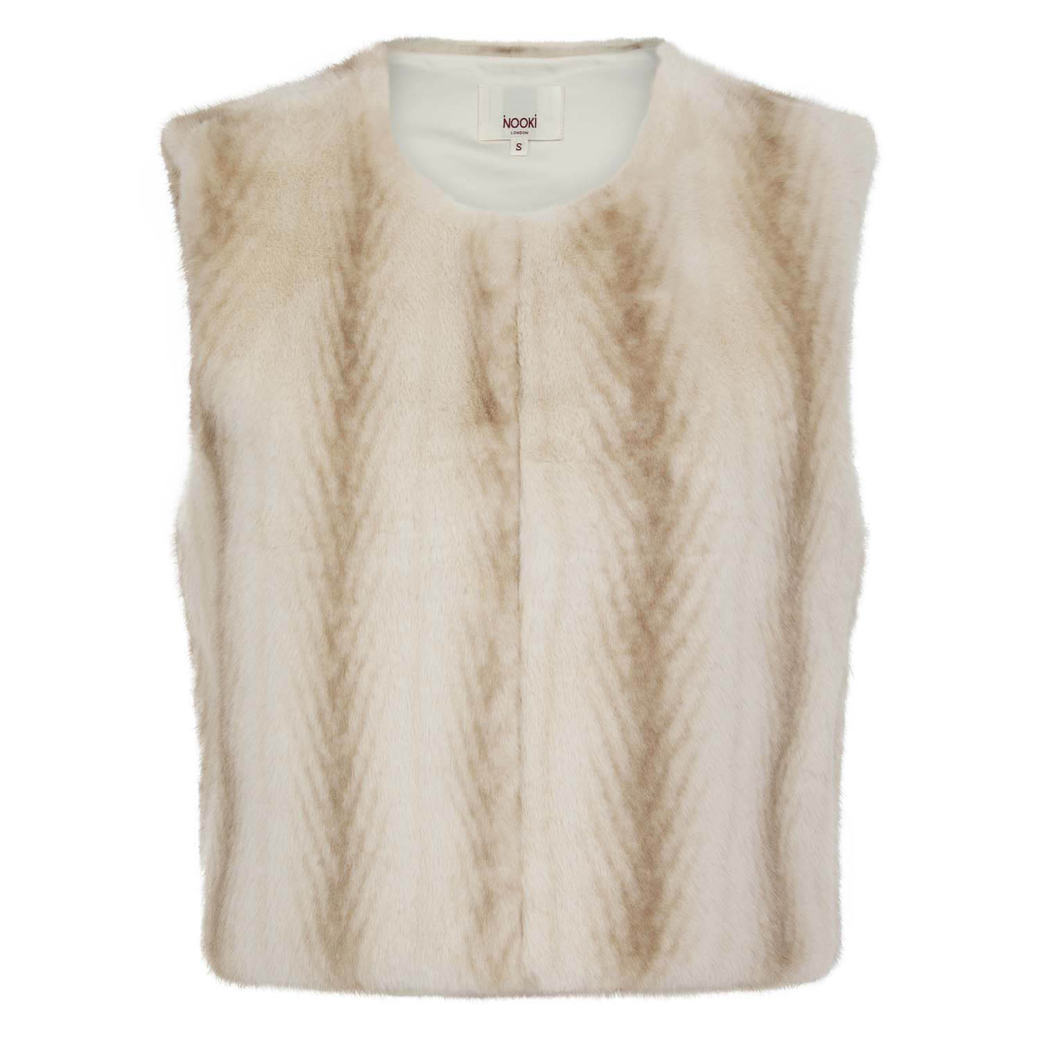 Nooki Design Women's Neutrals / White Edelweiss Faux Fur Gilet - Cream Zig Zag In Neutral