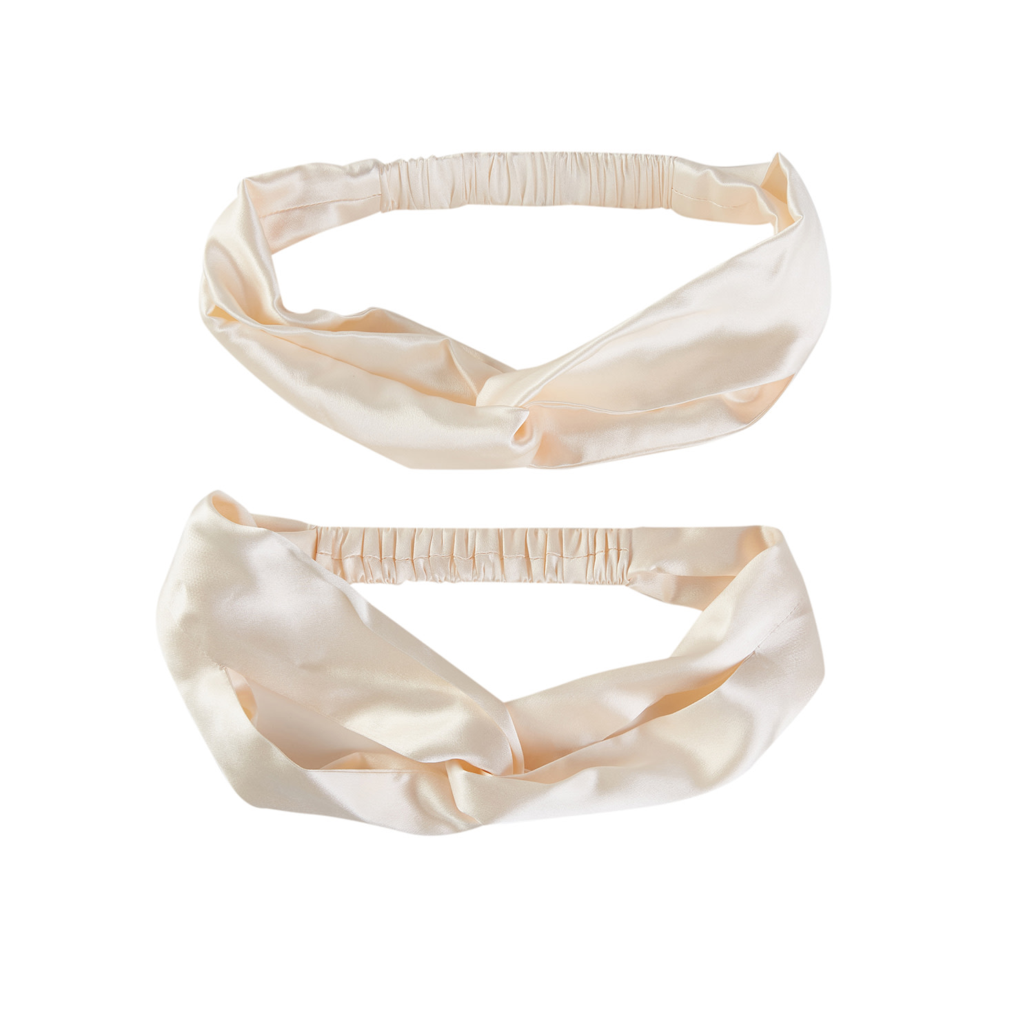 Women's Neutrals Pure Mulberry Silk Turban Style Headband - Set Of Two - Cream | One Size | Soft Strokes Silk