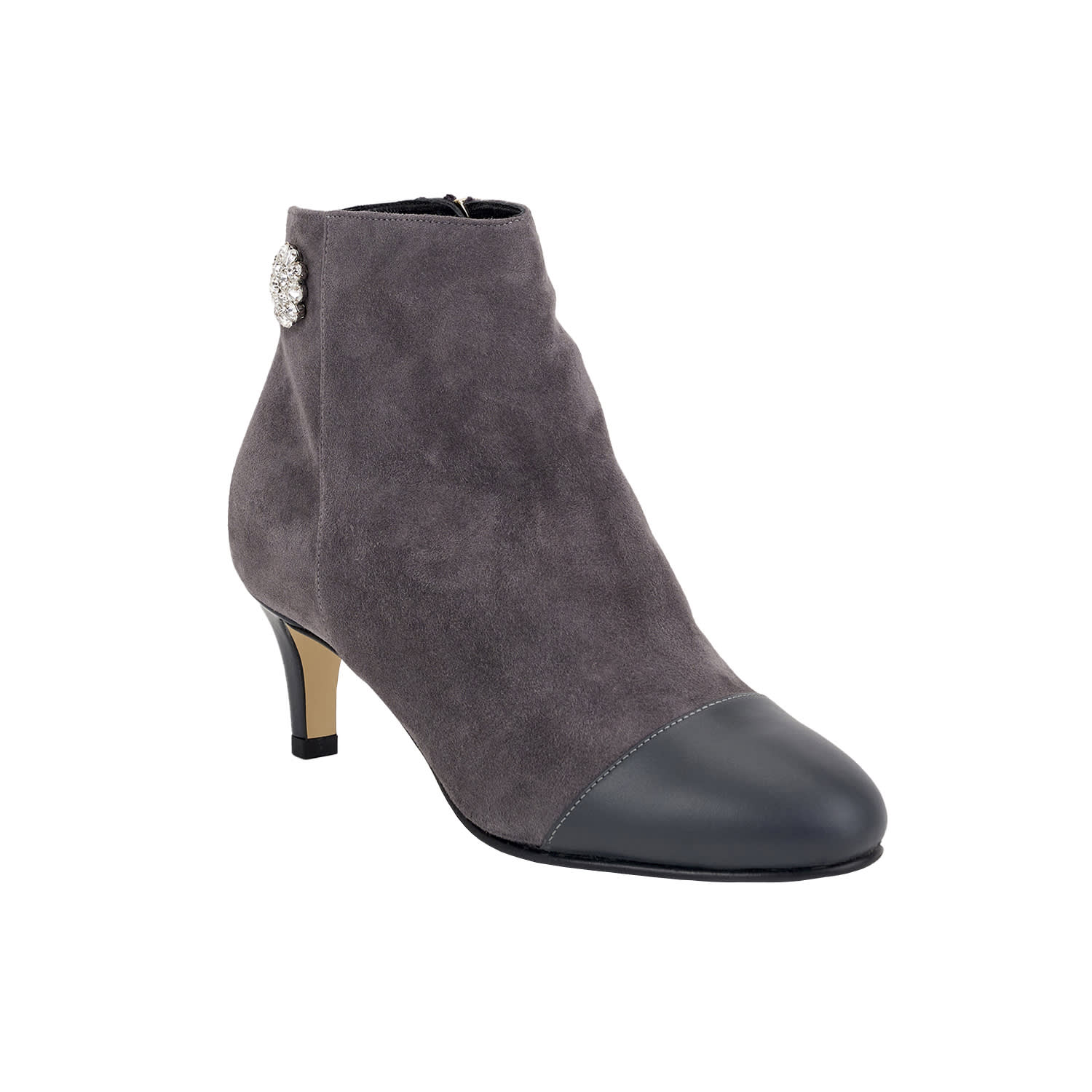 Moon D'elle Women's Brown / Grey Eclisse Ankle Boots In Smoky Diamante In Multi