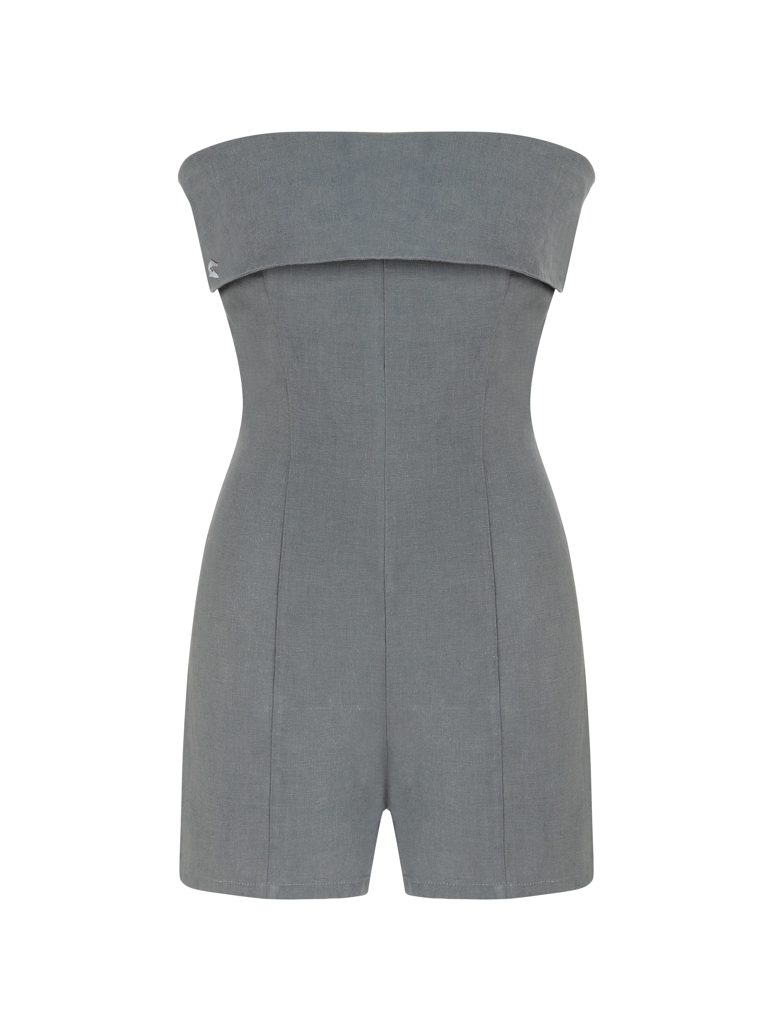 Dor Raw Luxury Women's Grey The Craft Of Stories Linen Jumpsuit - Slate Gray