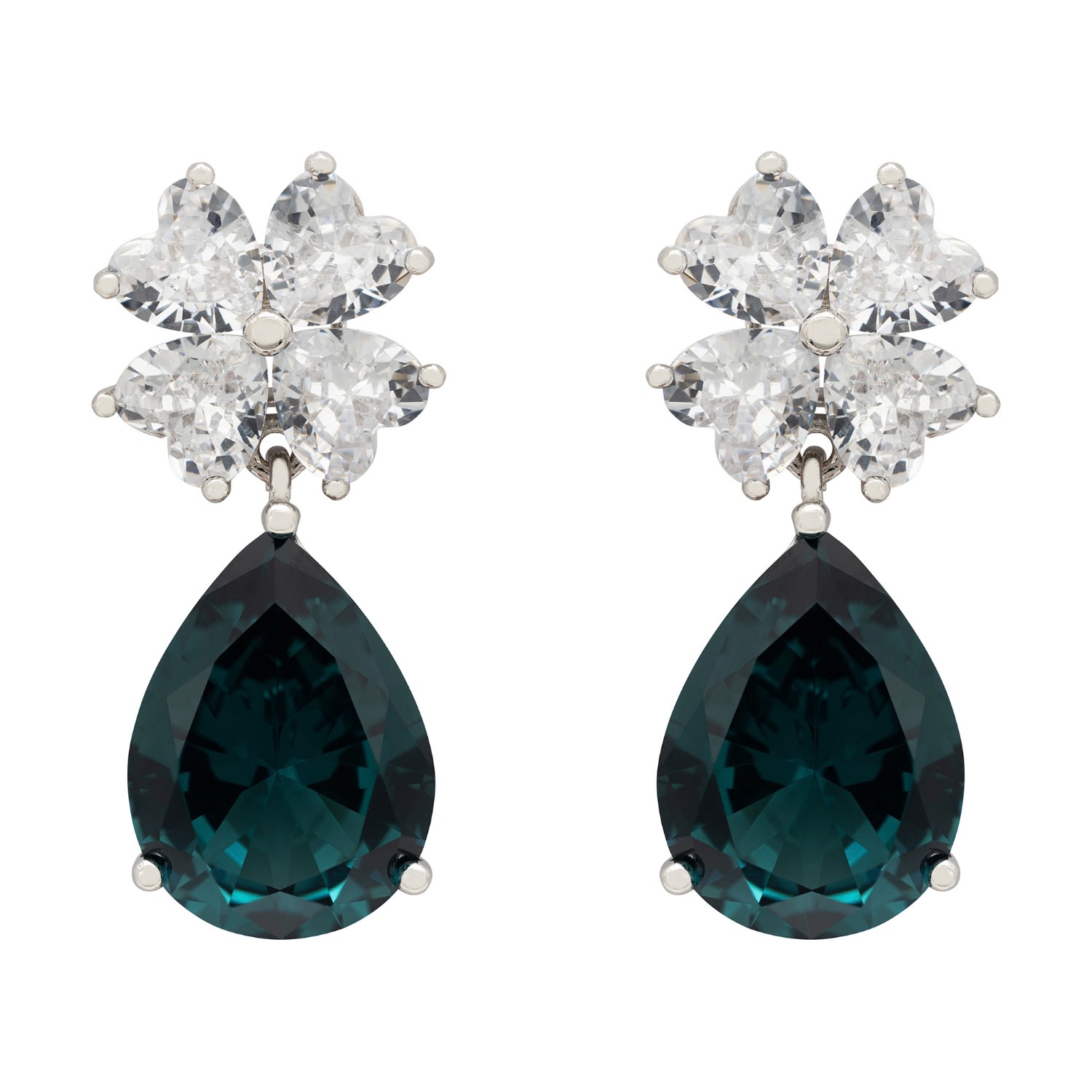 Women’s White / Green / Blue Victoria Teardrop Earrings Silver Petrol Tourmaline Latelita