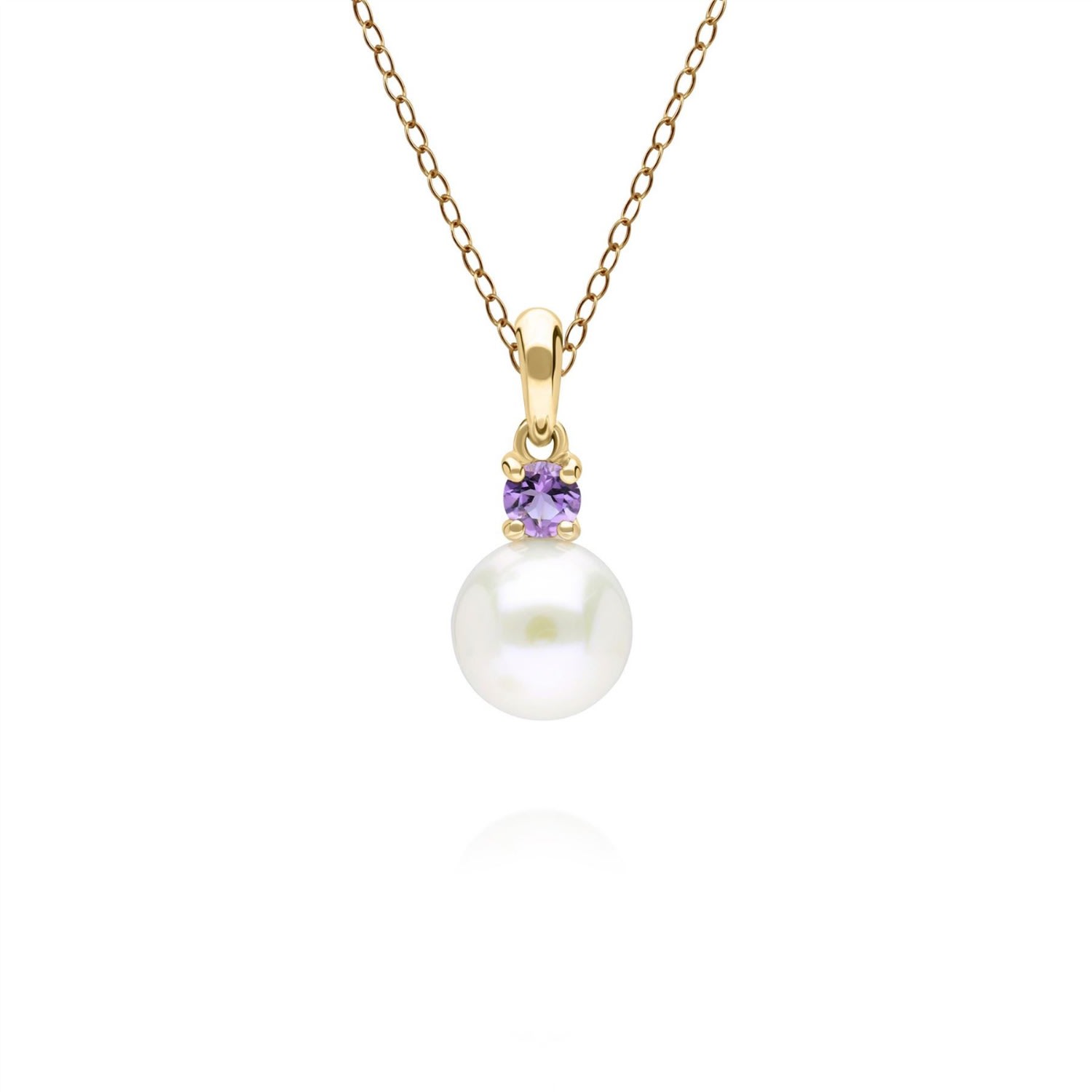 Women’s Gold / Pink / Purple Pearl & Amethyst Necklace In Yellow Gold Gemondo