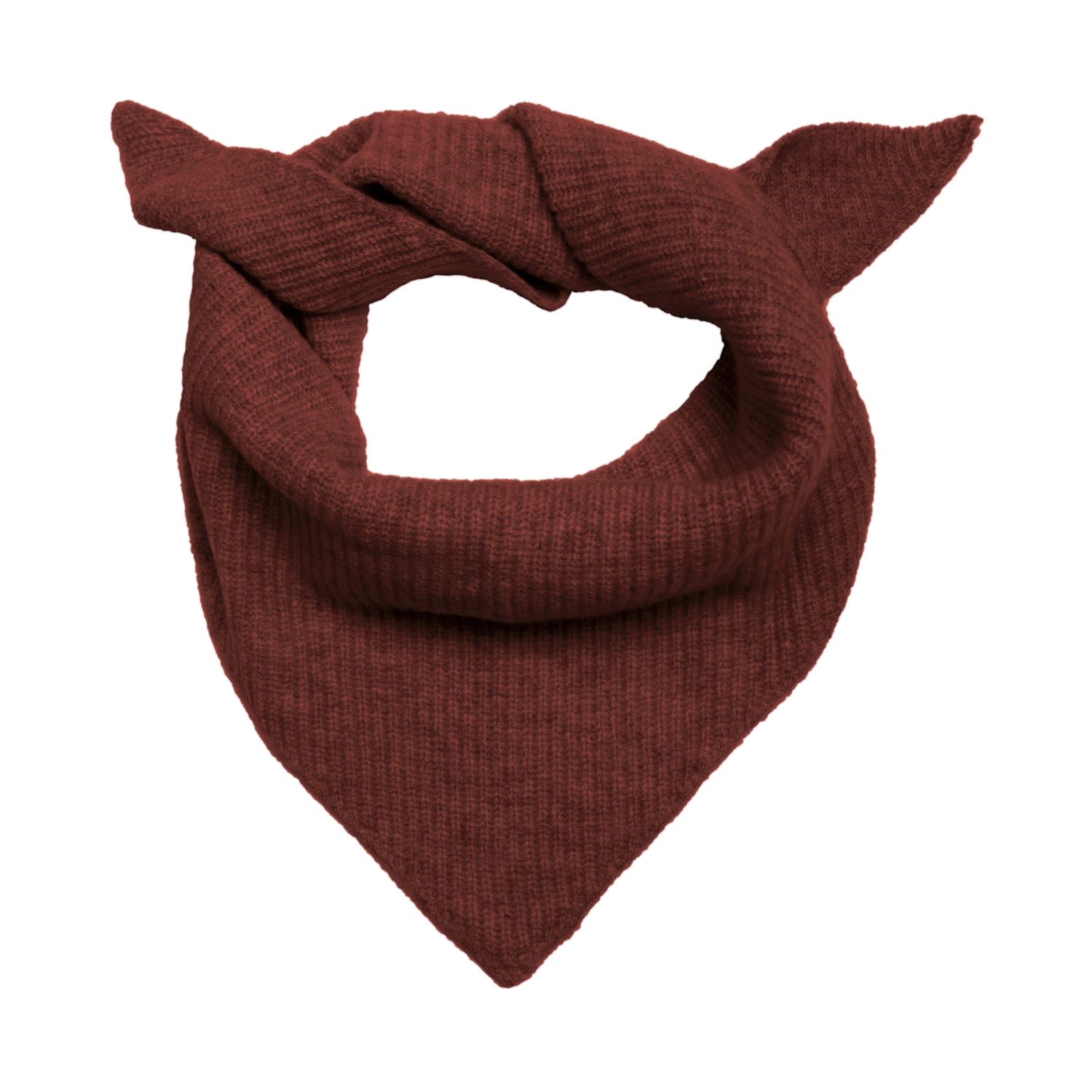 Paul James Knitwear Women's Orange Lambswool Ribbed Triangle Ember Scarf - Sienna In Orange