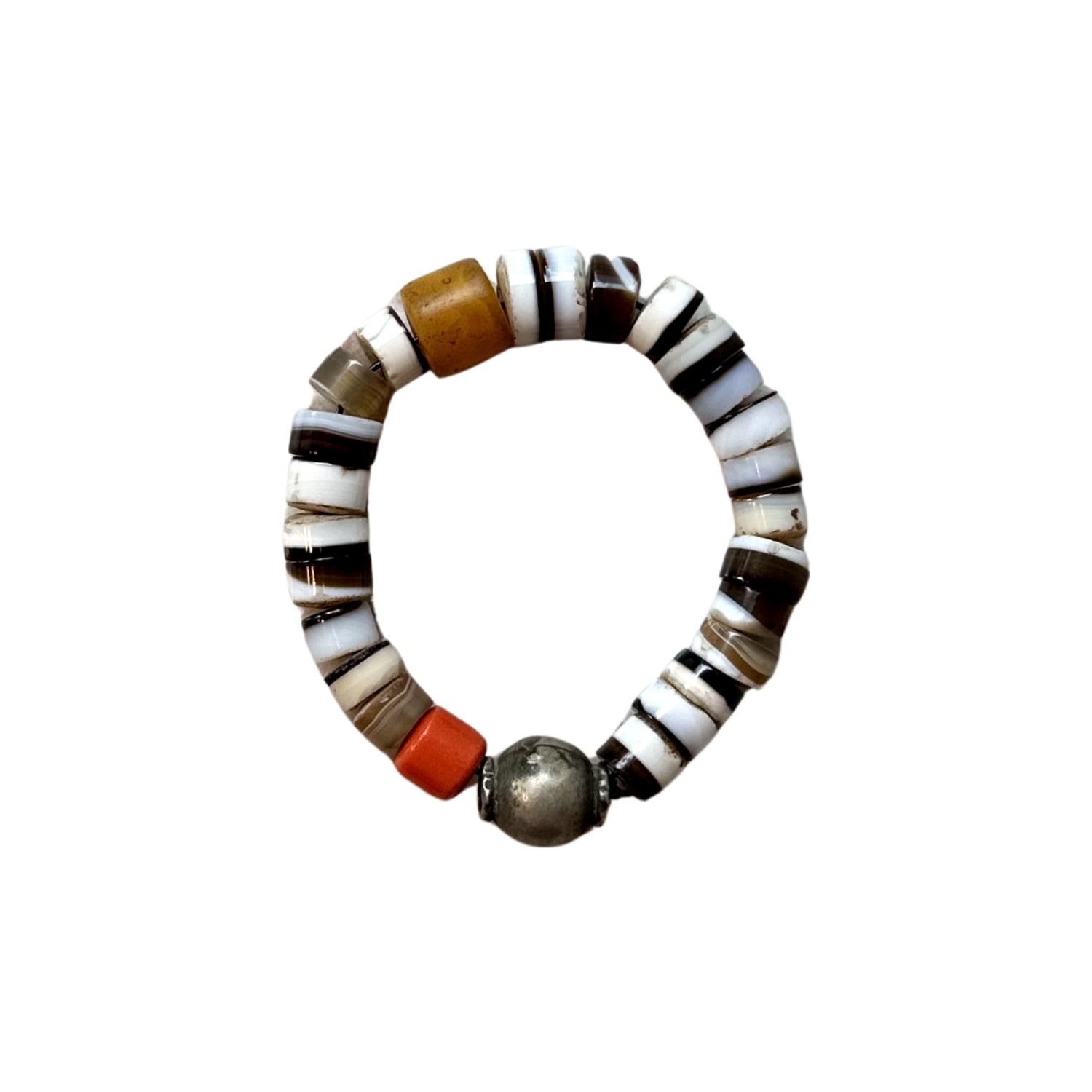 Women’s Binibeca Striped Agate Bracelet With Coral And Amber Binibeca Design