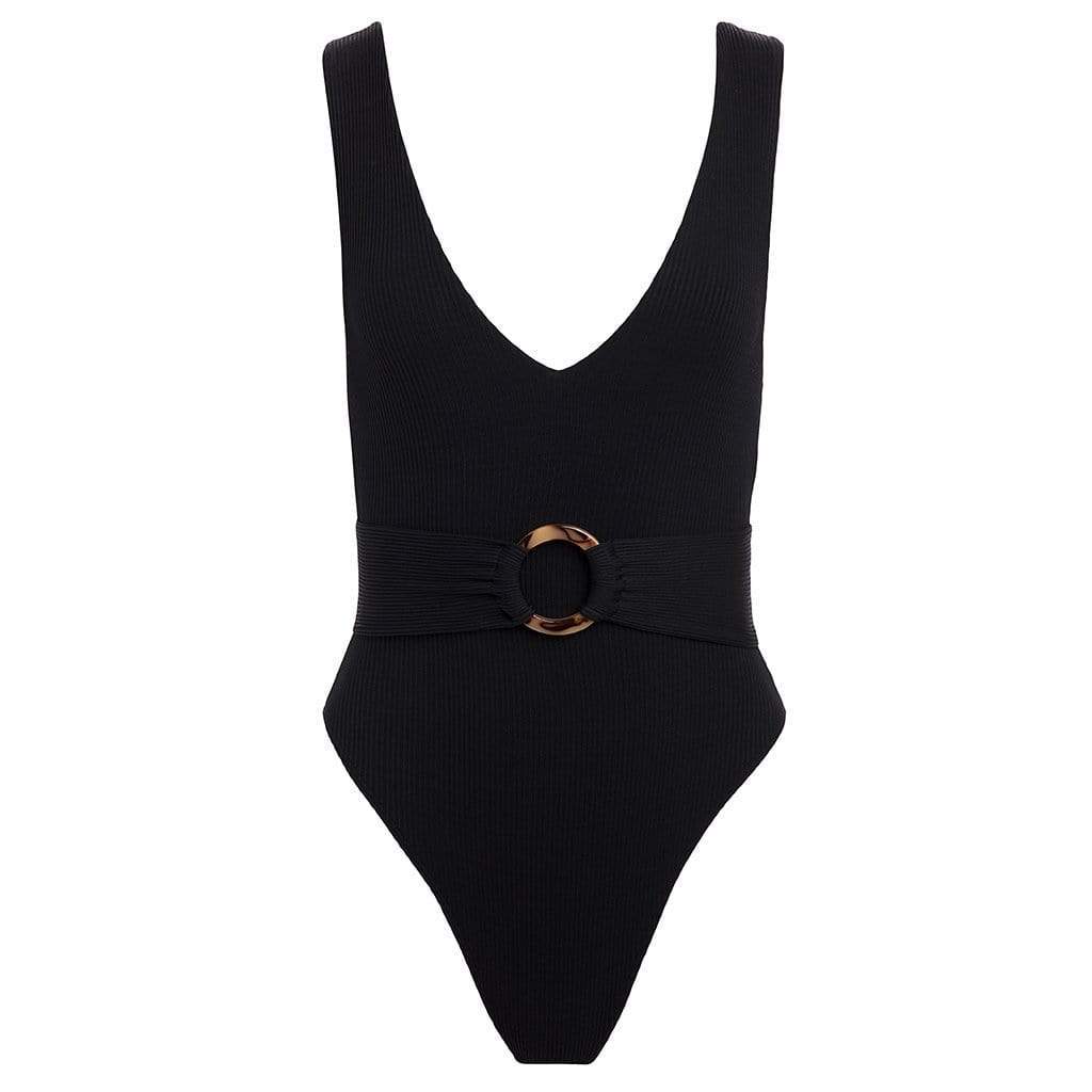 Women's Black Rib Kim One-Piece | Small | Montce Swim