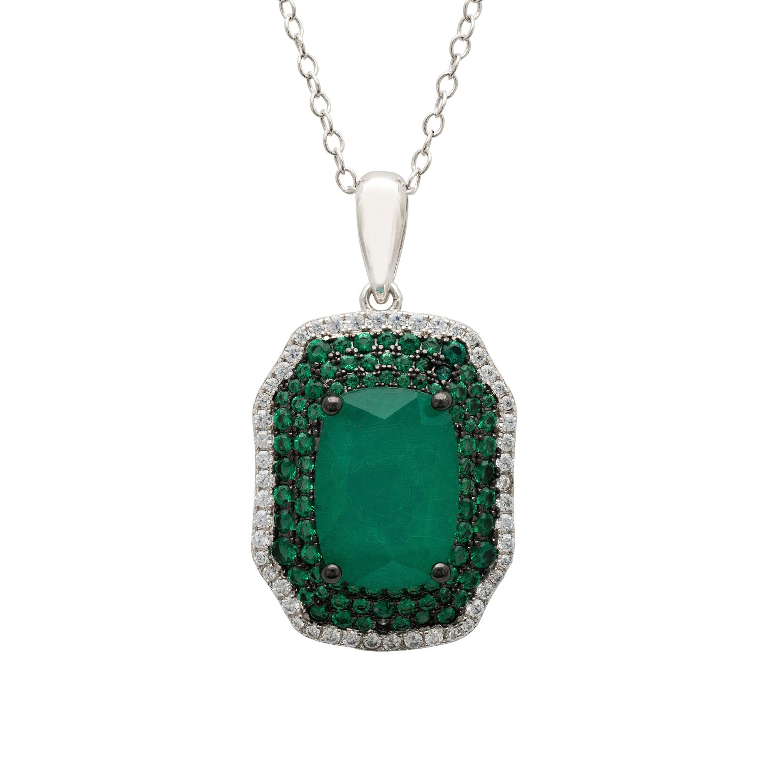 Women’s Green / White / Silver Seraphina Pendant Necklace Silver Colombian Emerald Latelita