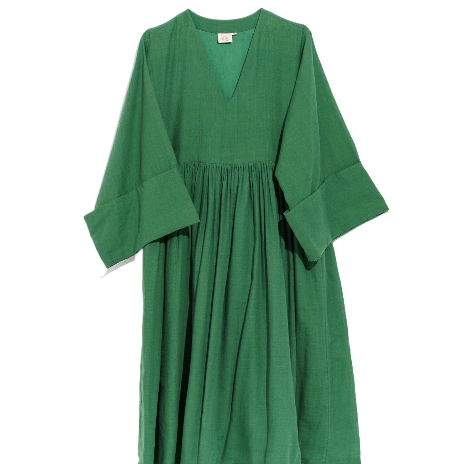 Women’s Basil Green Gathered Midi Dress Medium World of Crow