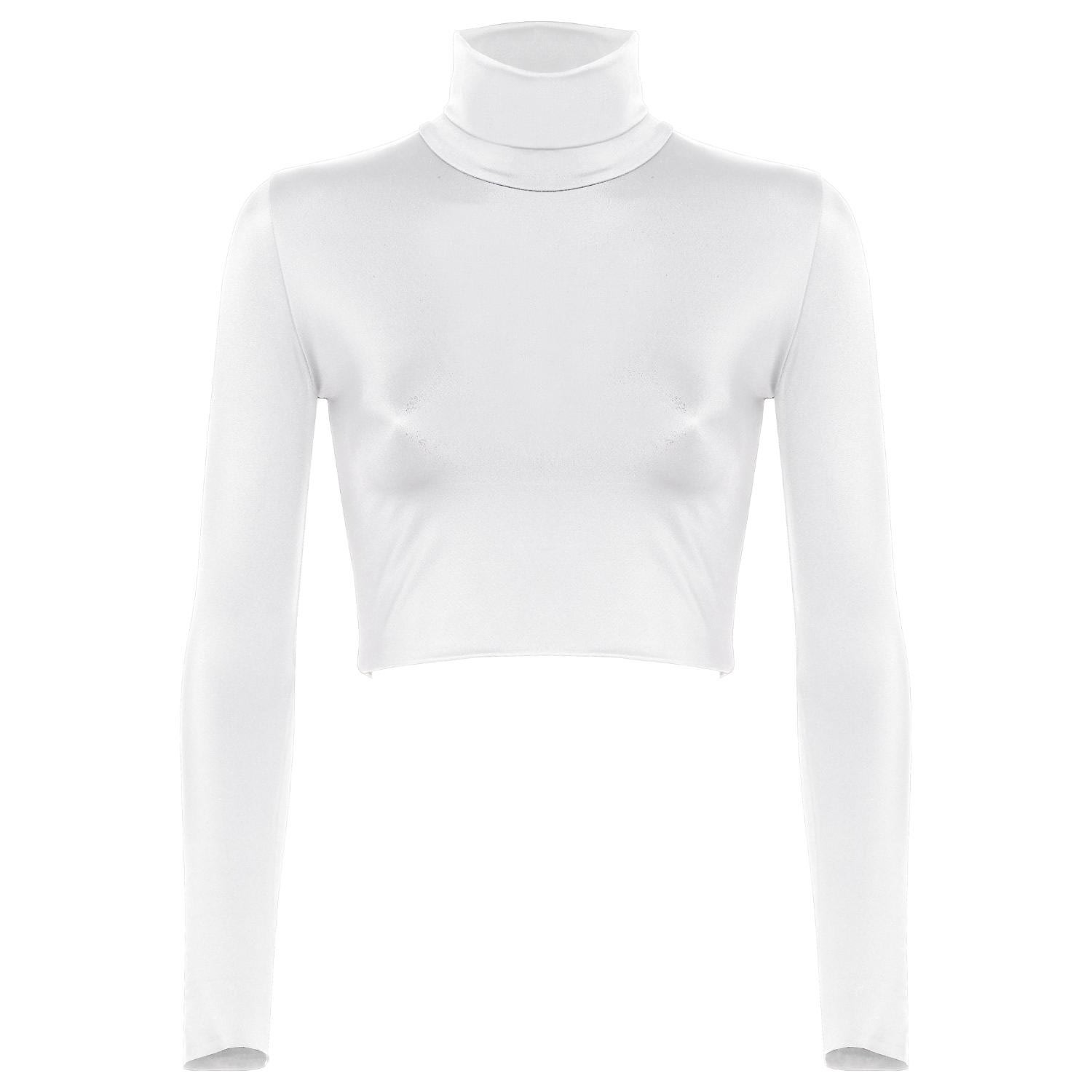Antoninias Women's Amaze Turtleneck Swimwear Crop Top With Long Sleeves In White In White