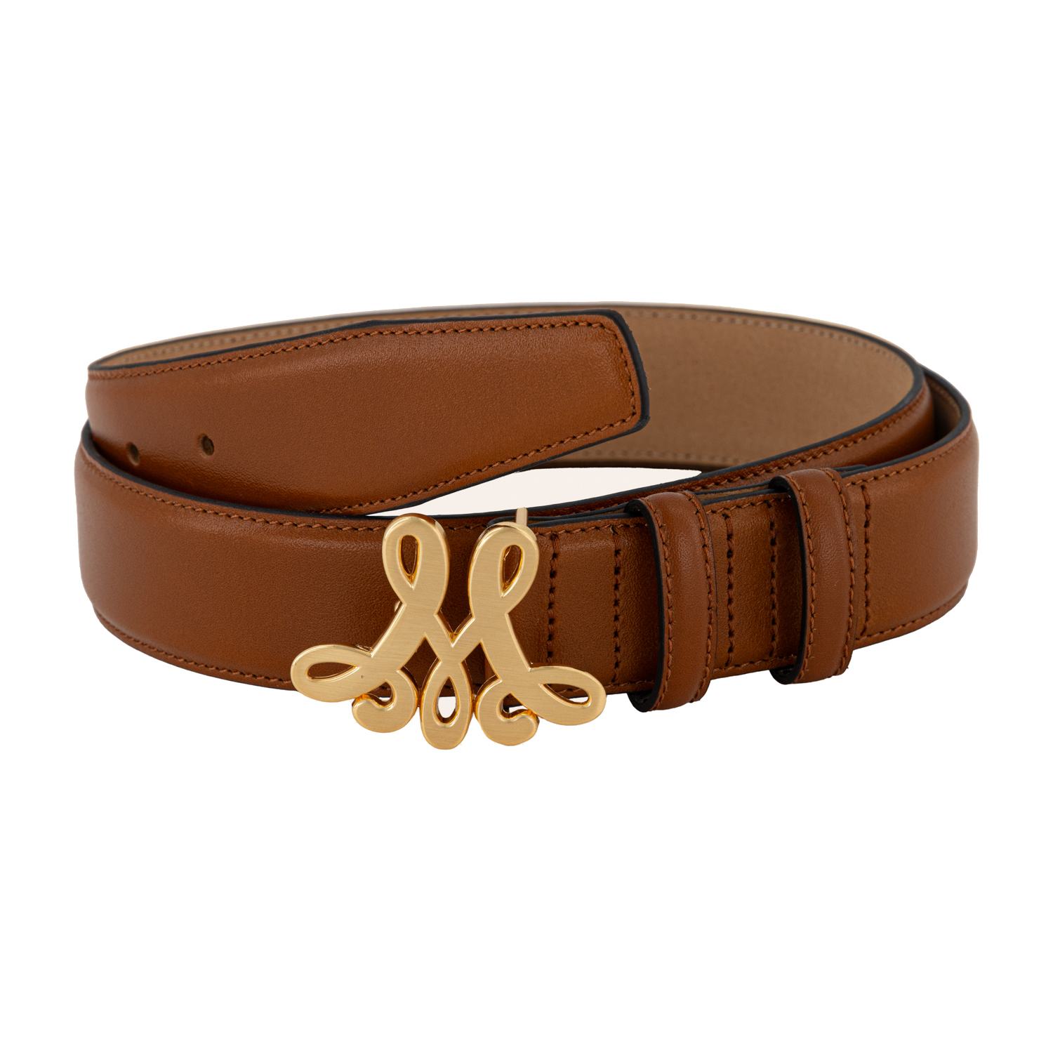 Merlenne Women's Leather Belt Featuring A Hand-buffed Finish In Brown