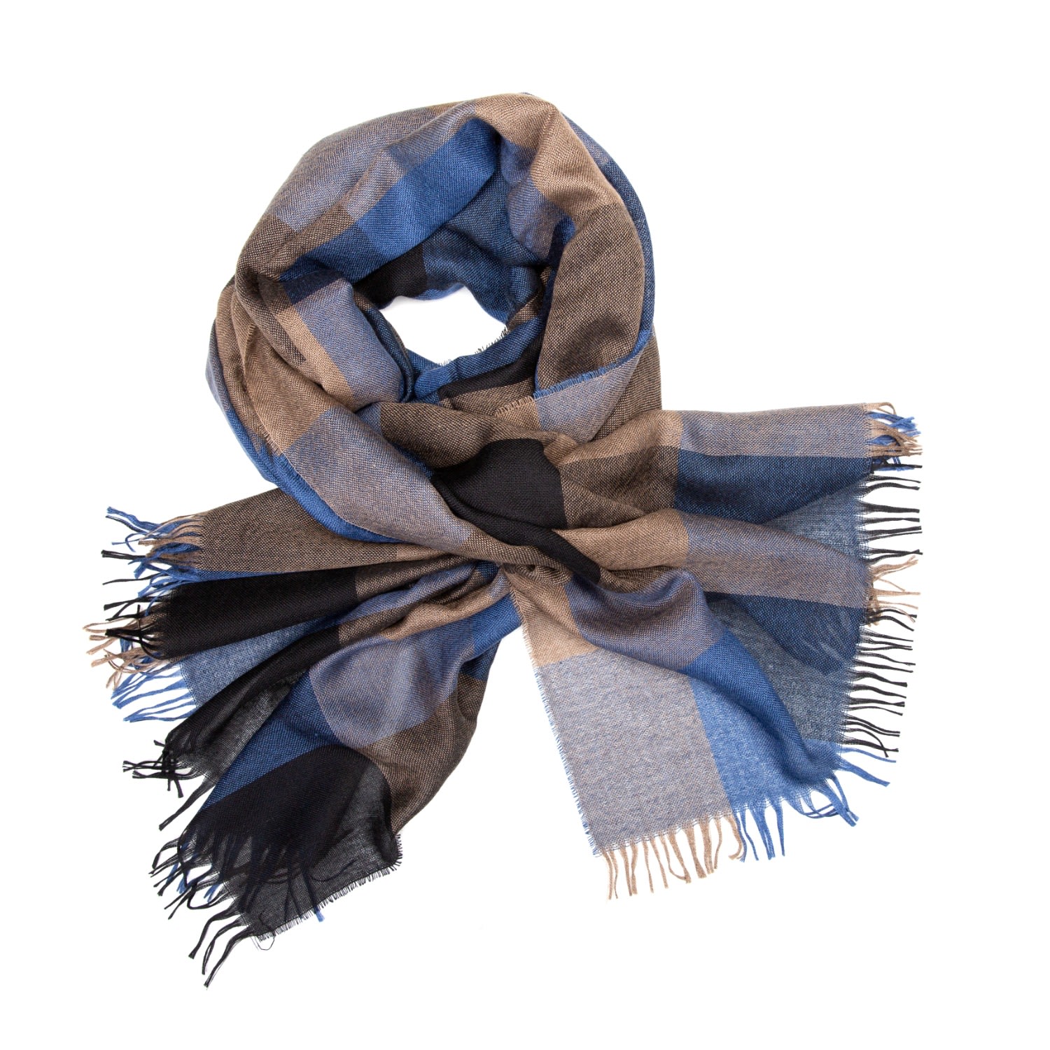 Women’s Neutrals / Blue Weekender Denim Buffalo Cashmere & Silk Scarf Kinalba