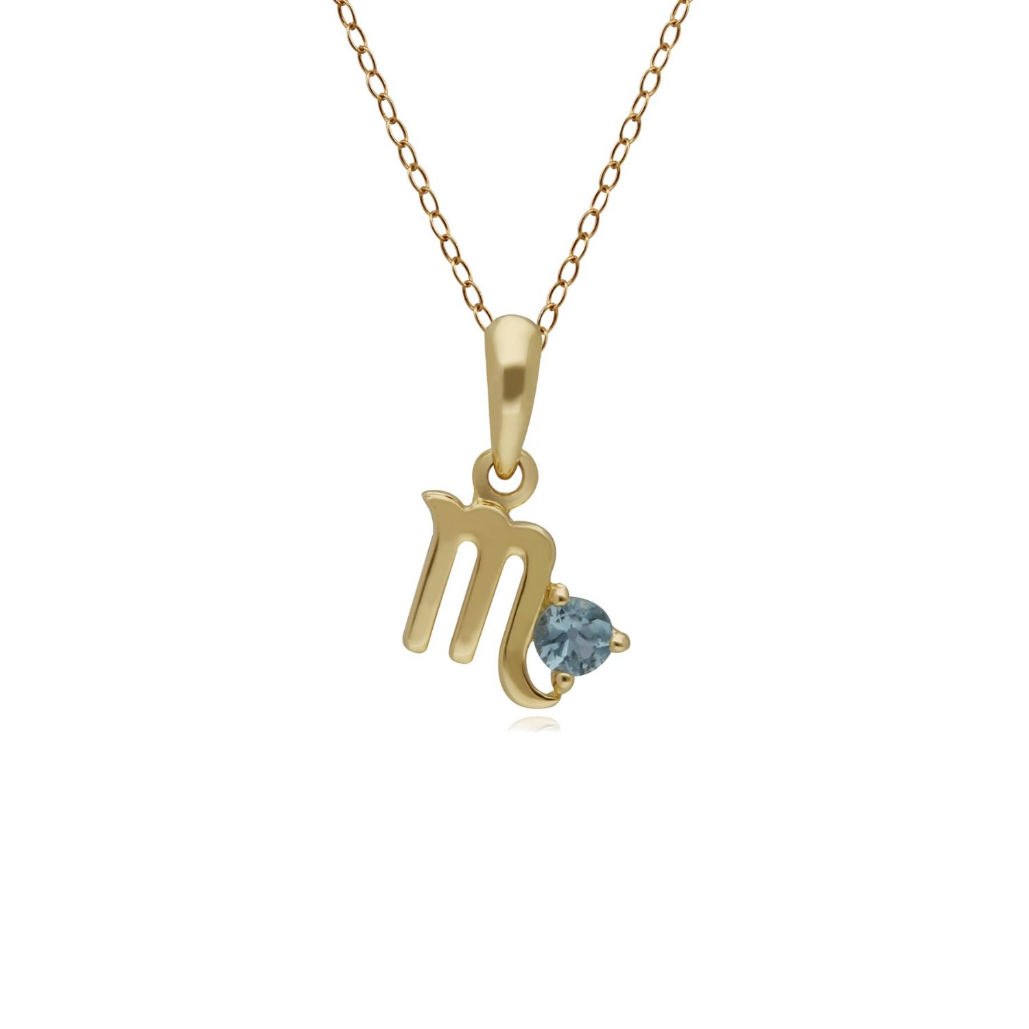 Women’s Gold / Blue Blue Topaz Scorpio Zodiac Charm Necklace In Yellow Gold Gemondo