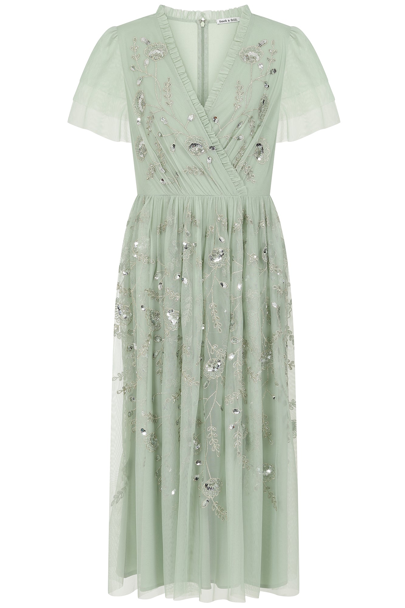 Frock And Frill Women's Carissa Floral Embellished Midi Dress - Green In Green