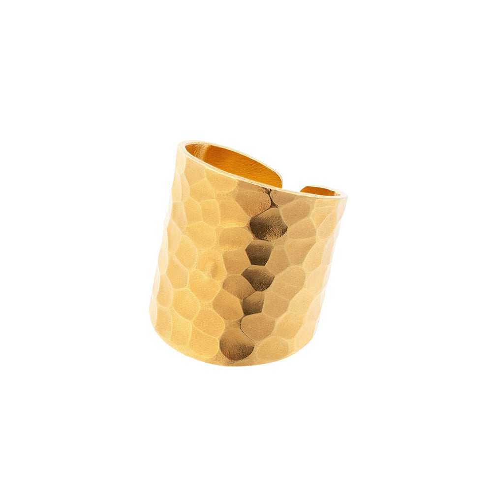 Women’s Nudo Gold Long Hammered Ring - Size Adjustable Midi Ring Amadeus