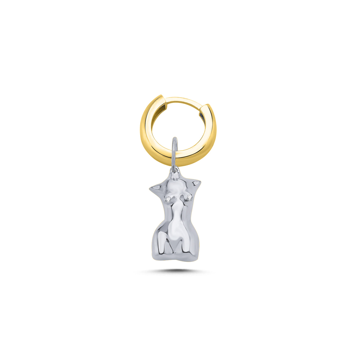 Mishka Women's Silver / Gold My Girl Silver Pendant Mono Earring With Gold Hoop In Multi
