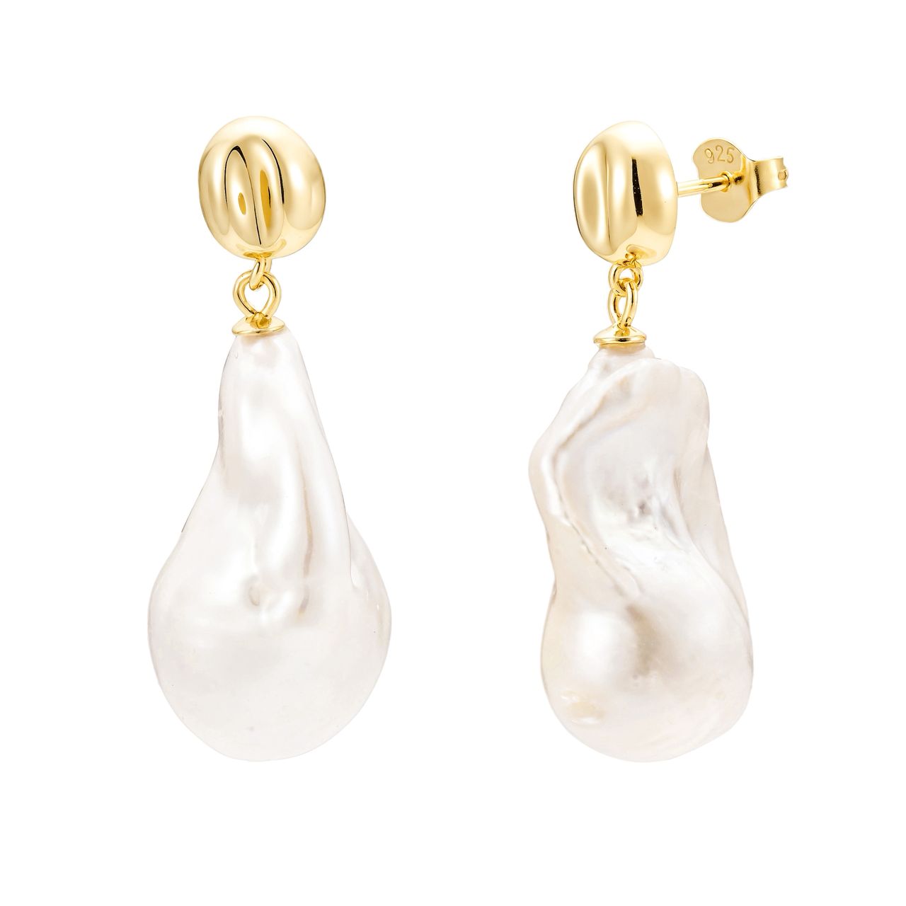 Nazzar Men's Gold / White Large Pearl Dangle Pebble Earrings In Multi