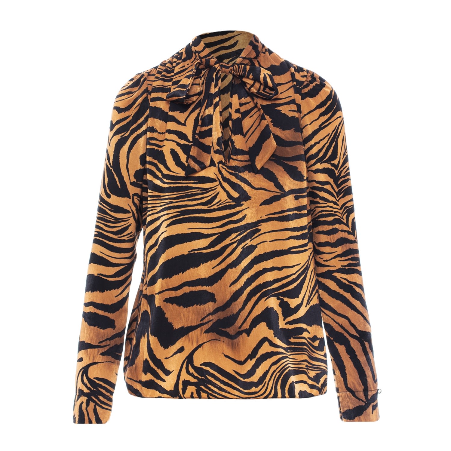 Women’s Brown Zebra-Print Satin Shirt Extra Small Nissa