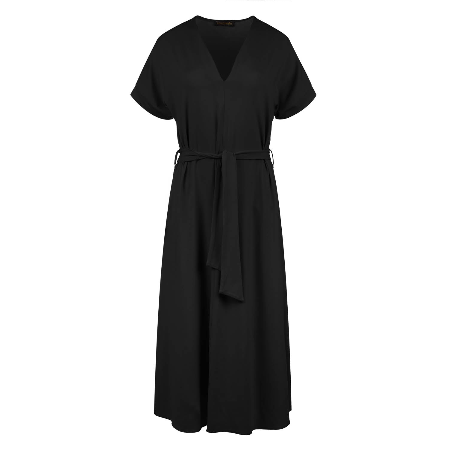 Conquista Women's Black Belted Midi Dress In Black