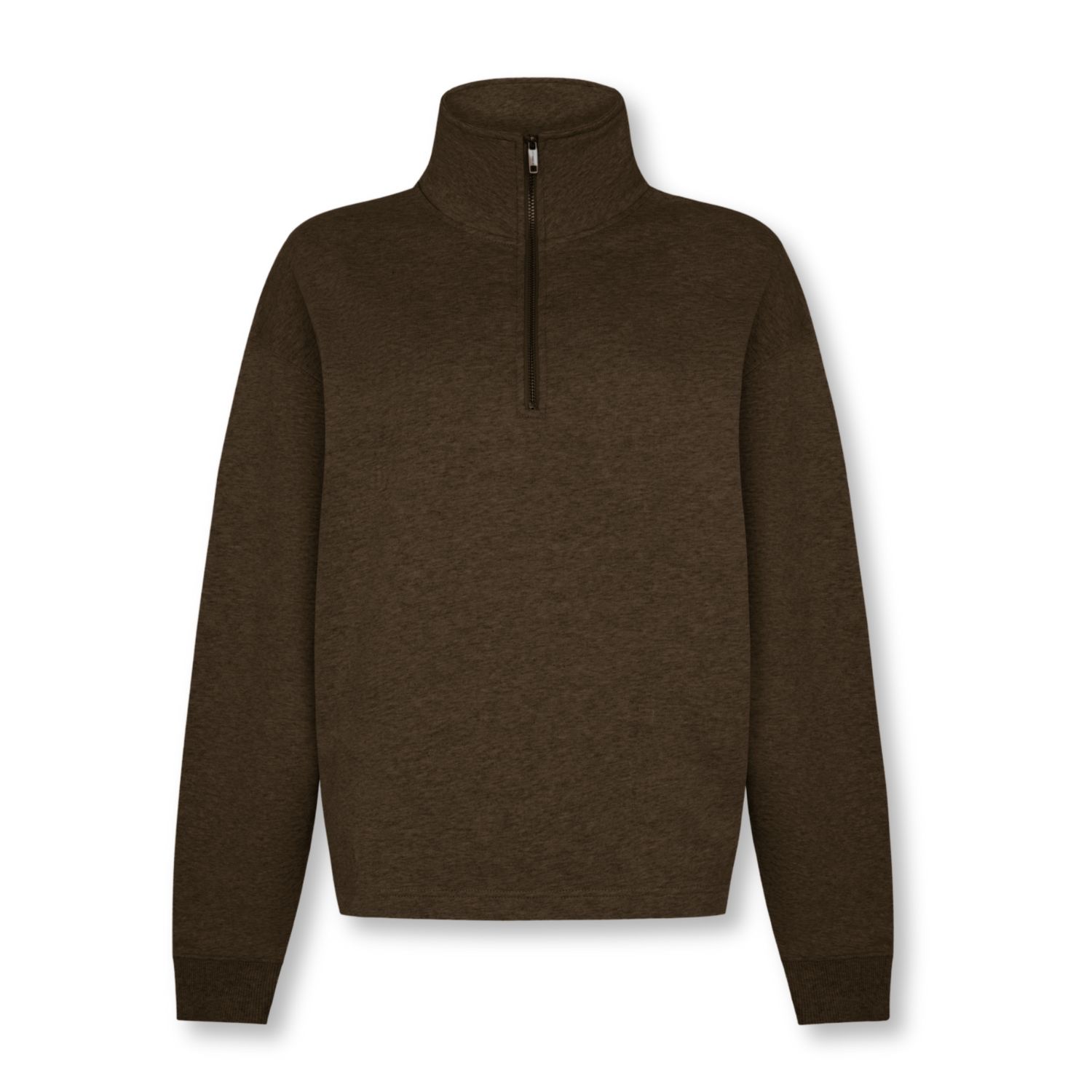 Not Basics Women's Brown Organic Cotton Quarter Zip Sweatshirt, Hot Fudge In Brown
