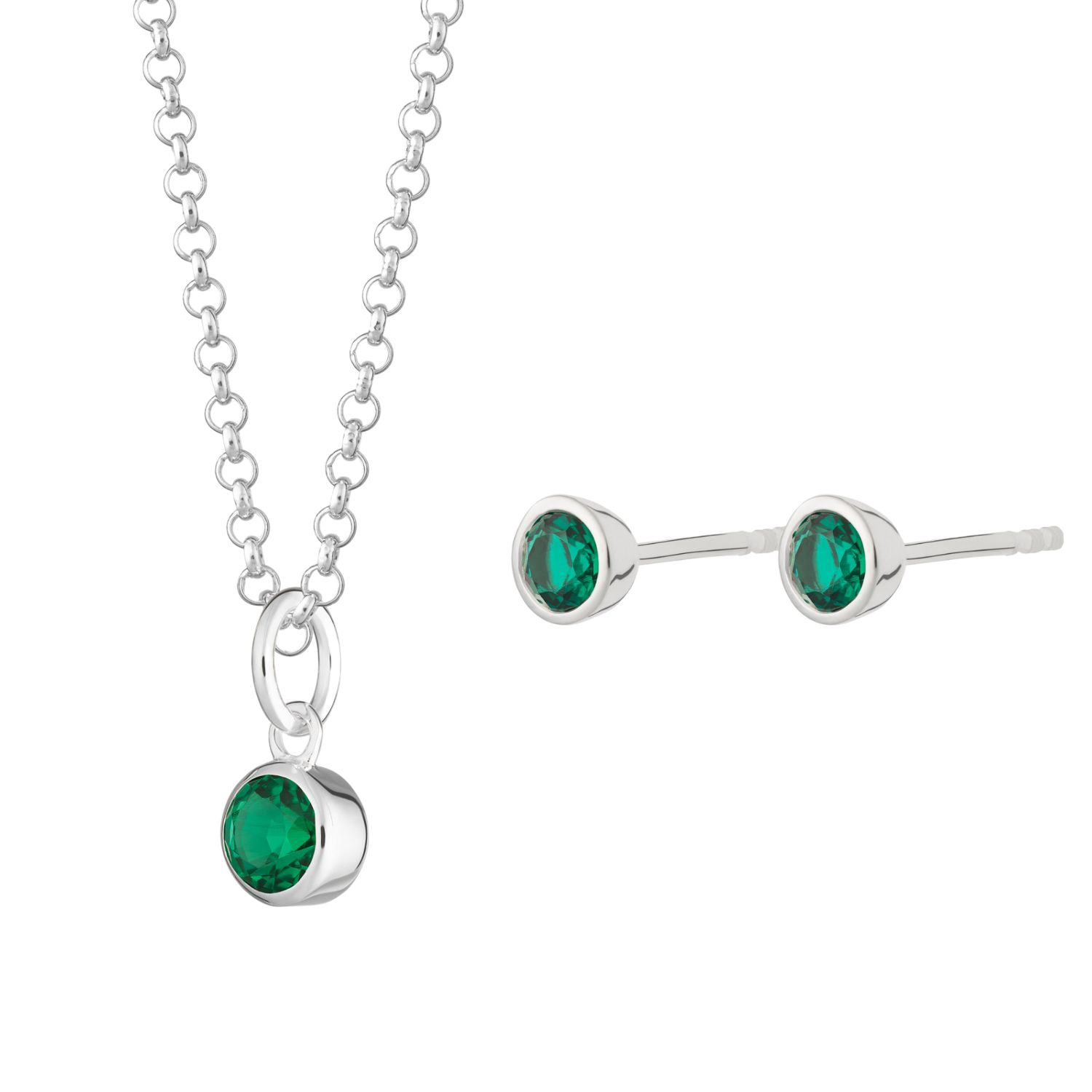 Women’s Silver / Green May Birthstone Jewellery Set - Emerald Lily Charmed