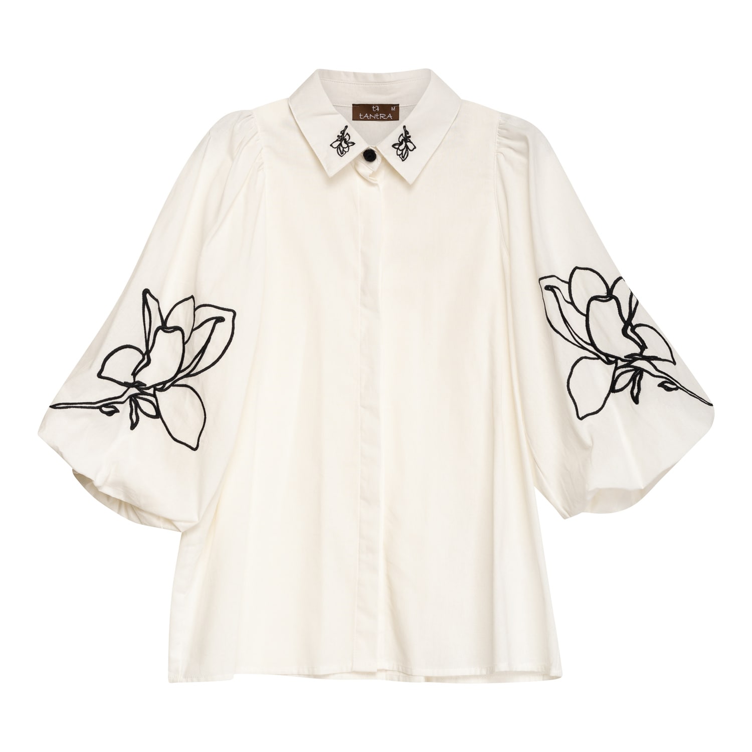 Tantra Spain Sl Neutrals Set Of Pants And Blouse With Embroidered Flowers