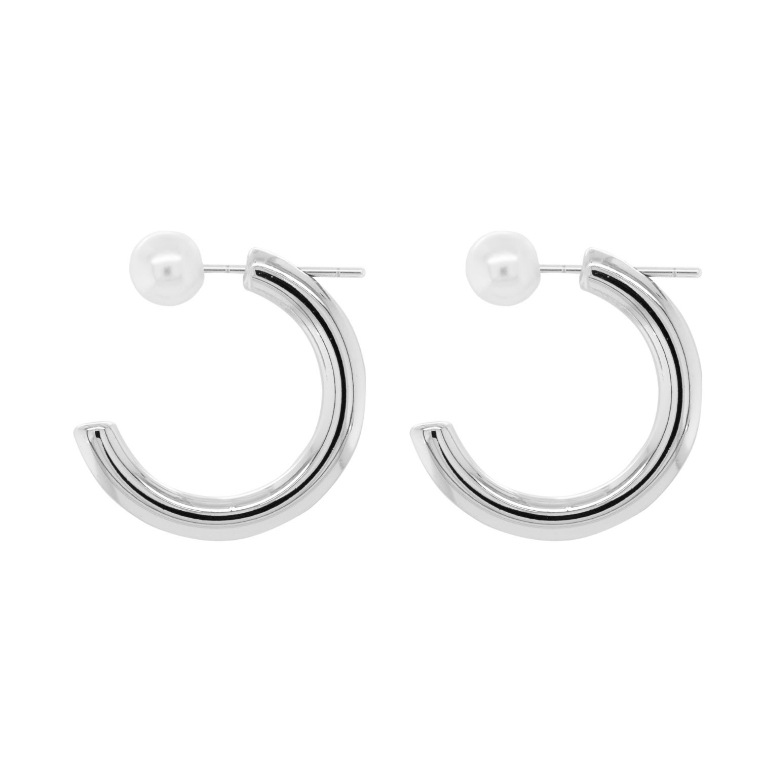 Women’s Silver Pearl Open End Earrings Undefined Jewelry