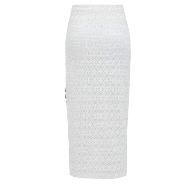Sarvin Women's White Lace Bodycon Skirt