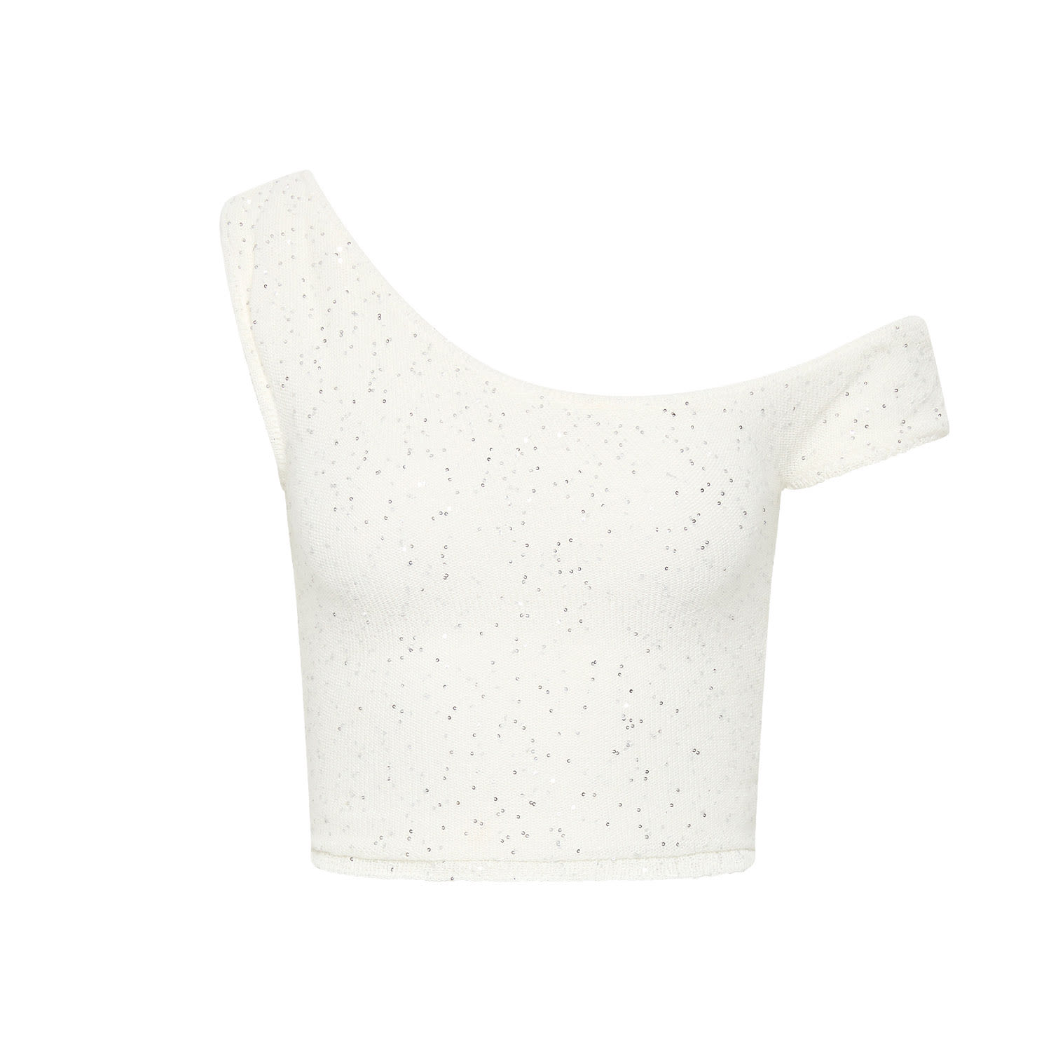 Isabelle Quinn Women's Jaye Asymmetrical Sequin Knit Top White In White