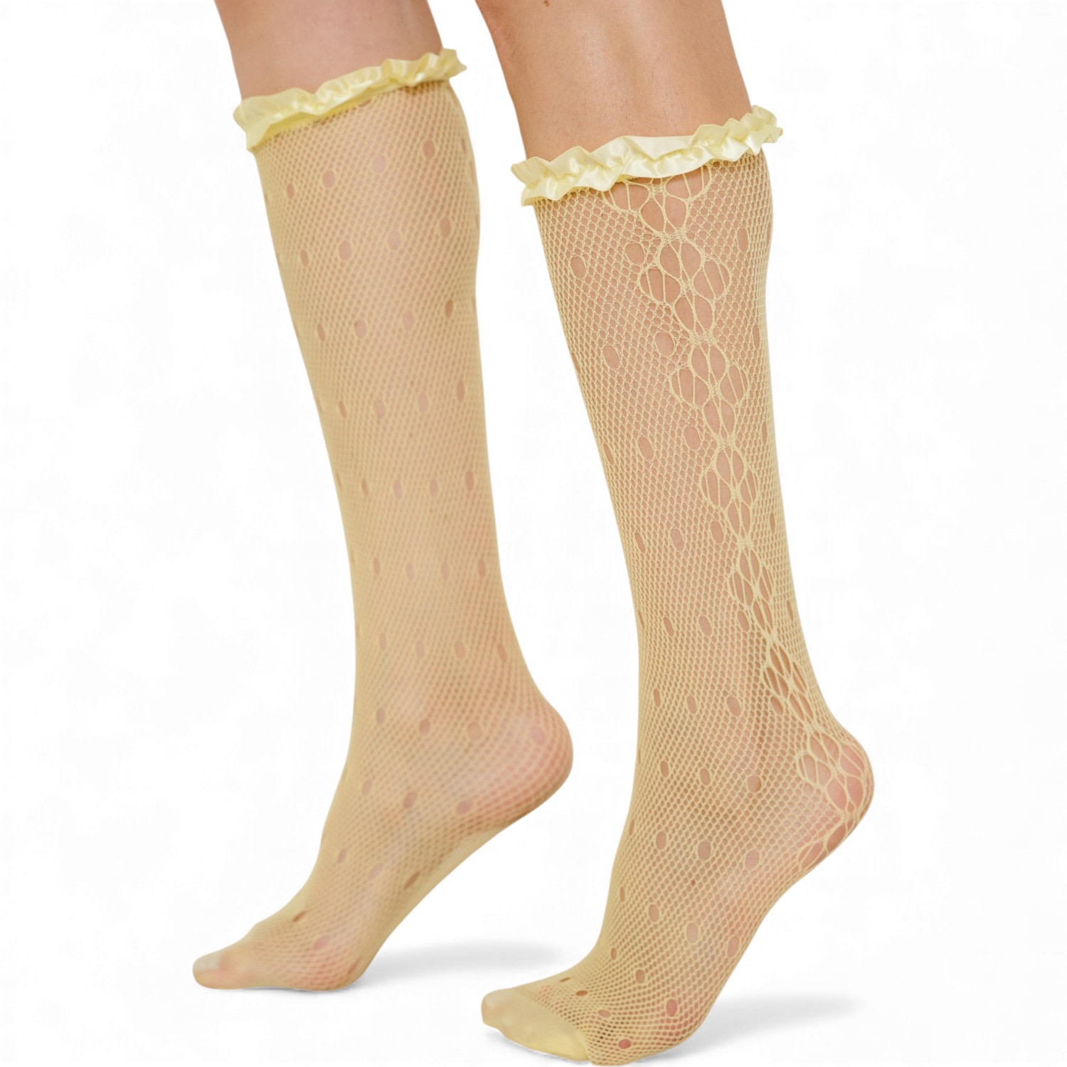 High Heel Jungle By Kathryn Eisman Women's Mimi Lace Frill Edge Socks Yellow