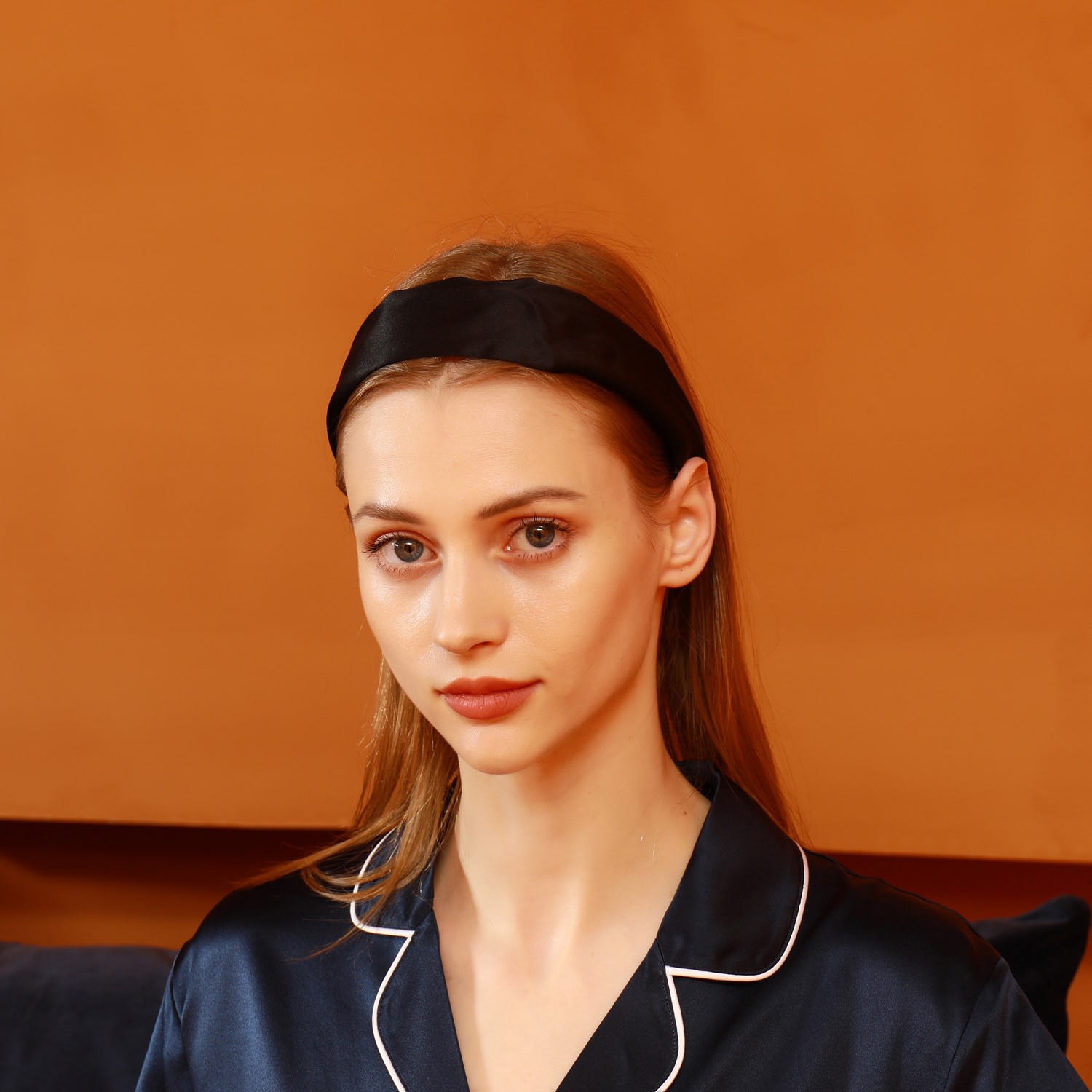 Pure Mulberry Silk Flat Headband - Set Of Two - Black | Soft 