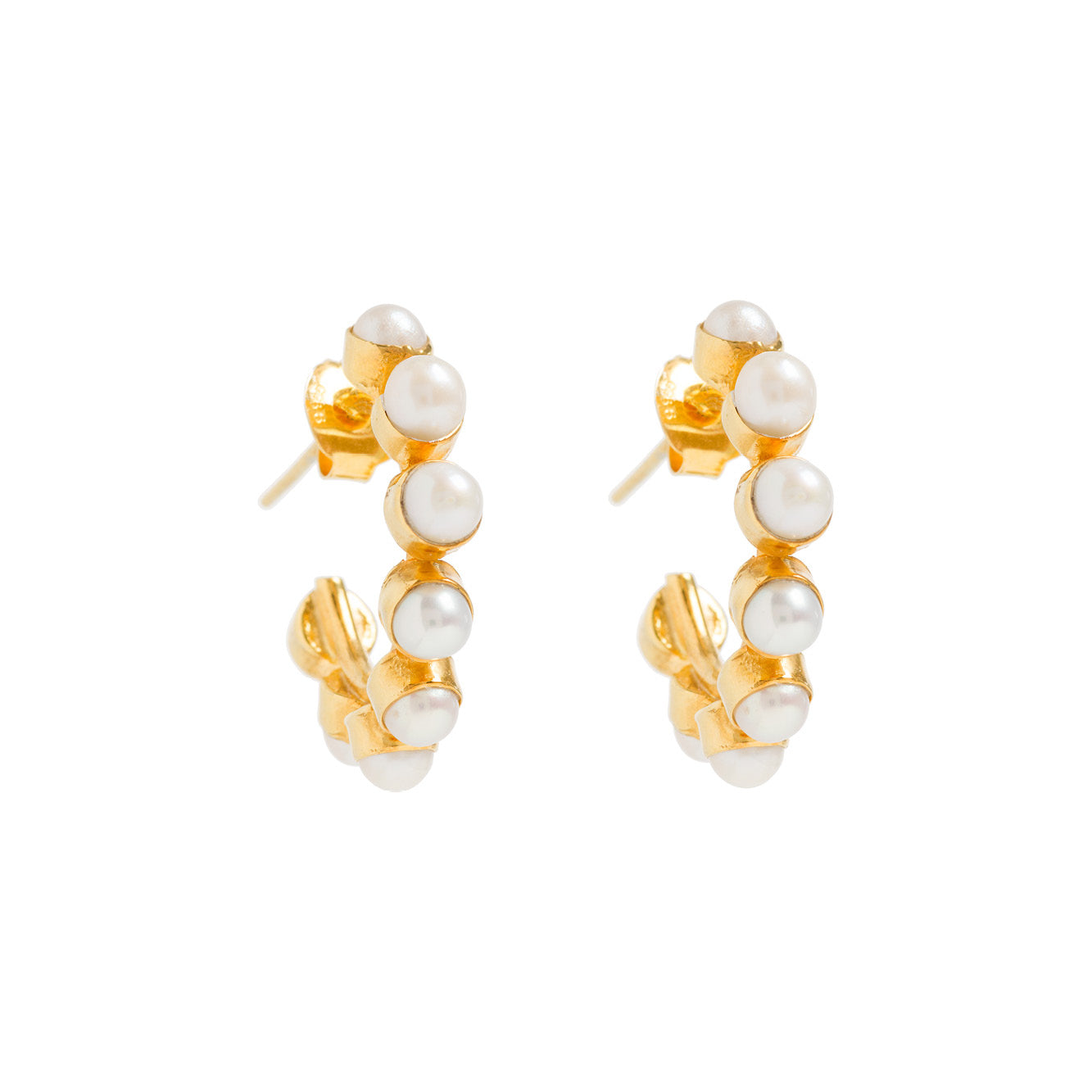 Women’s Gold Mini Stud Pearl Hoops Freya Rose